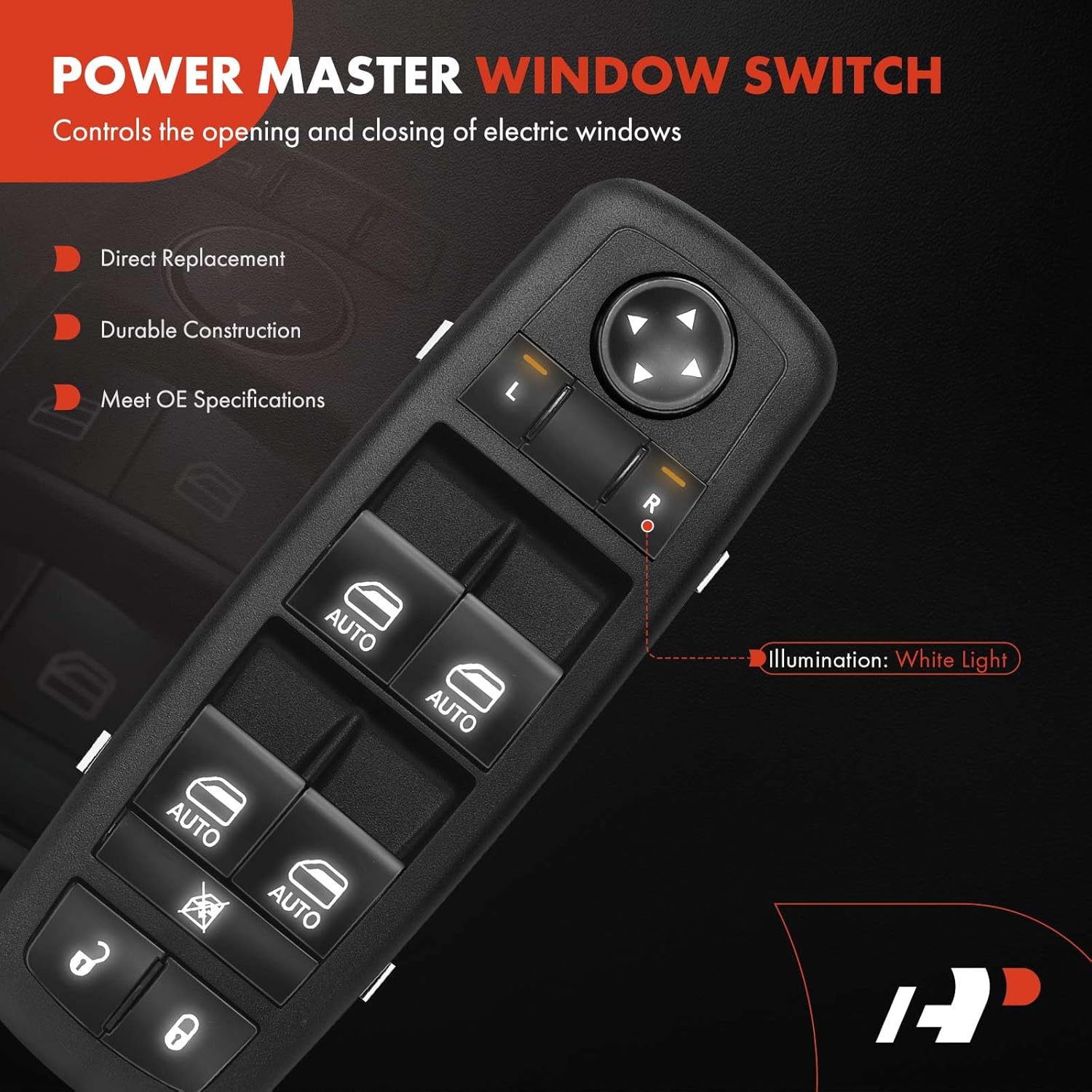 A-Premium Master Power Window Switch Compatible with Chrysler Pacifica 2017 2018 2019 V6 3.6L Mini Passenger Van, Front Left Driver Side, Replace# 68234087AC