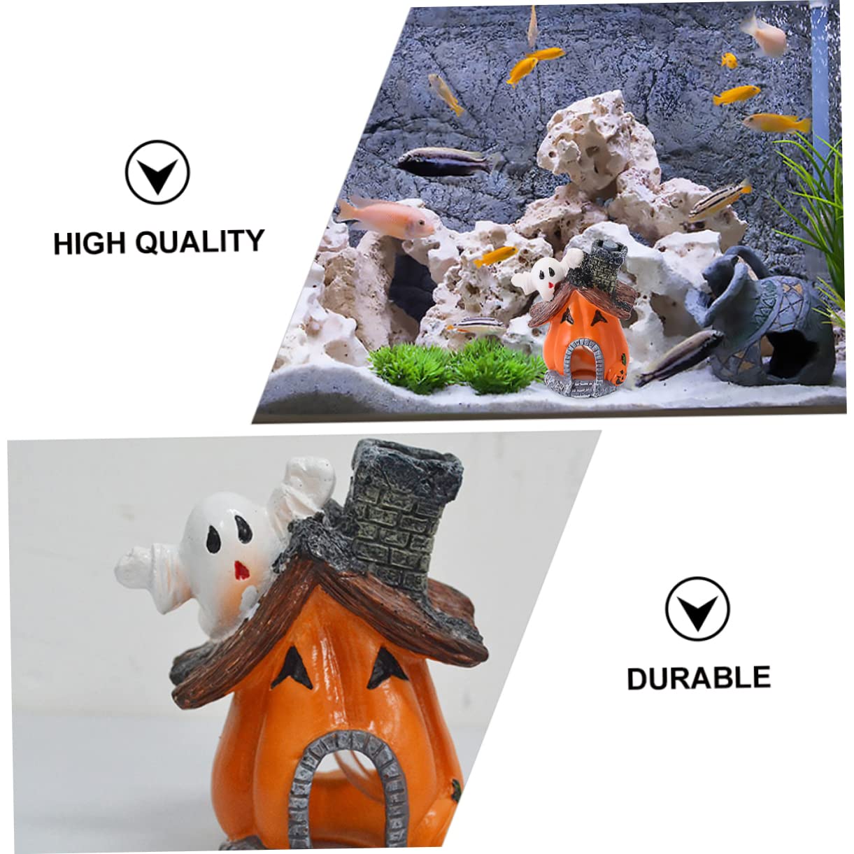 Cabilock 2 Set Casa Della Zucca Dell'acquario Gigante Ornamenti Per Acquari Di Grandi Dimensioni Piccolo Decorazione Dell'acquario Arredamento Per La Casa Dell'acquario Resina 3 Pezzi*2