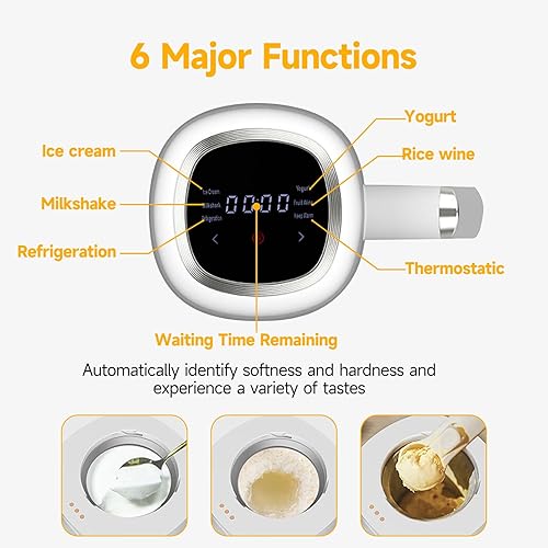 Miniatura 2 de Máquina eléctrica automática para hacer helados, máquina de yogur congelado para sorbete casero, natillas, helados y fabricantes, portátil sin