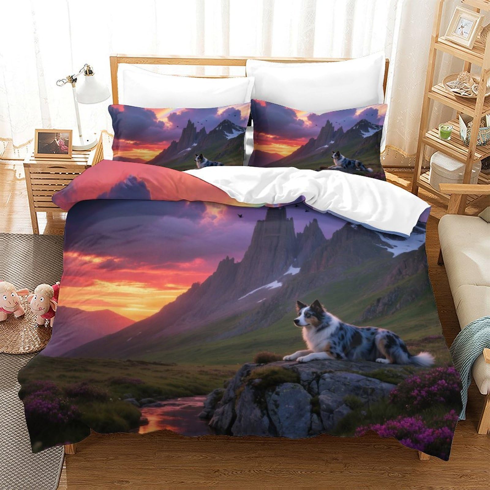 Housse de couette 3D Berger Australien idée cadeau idéale pour Noël et anniversaires