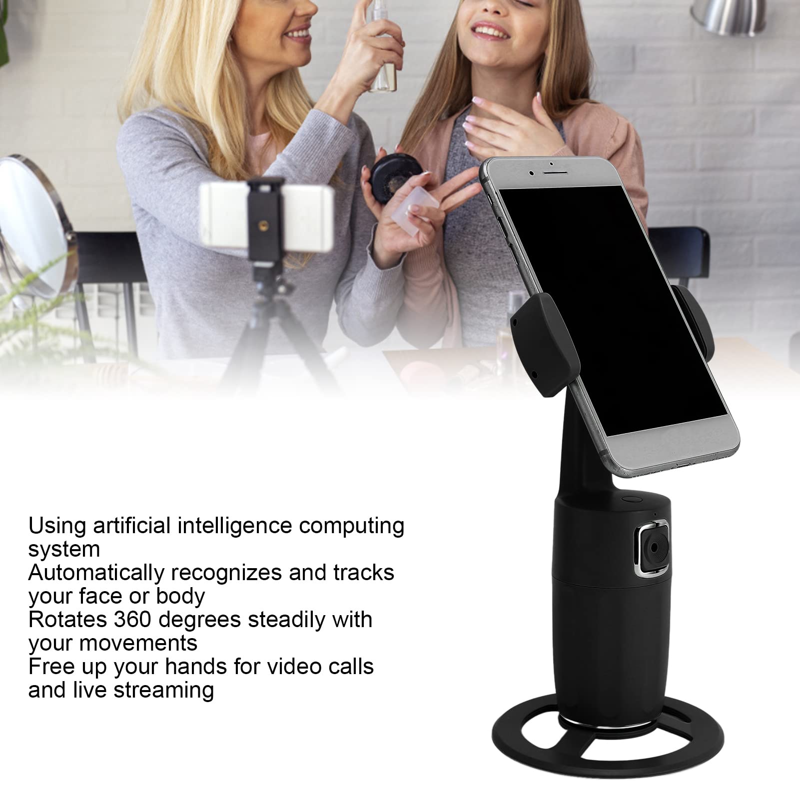 Soporte para Teléfono con Seguimiento Facial Automático, (Black)