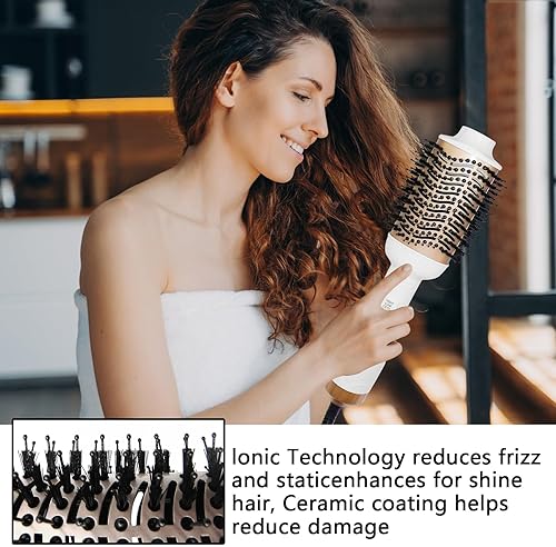 Miniatura 6 de euuxy Cepillo secador de pelo 4 en 1 2024, cepillo profesional de aire caliente, peinador, cepillo de secado rápido de viaje portátil con barril