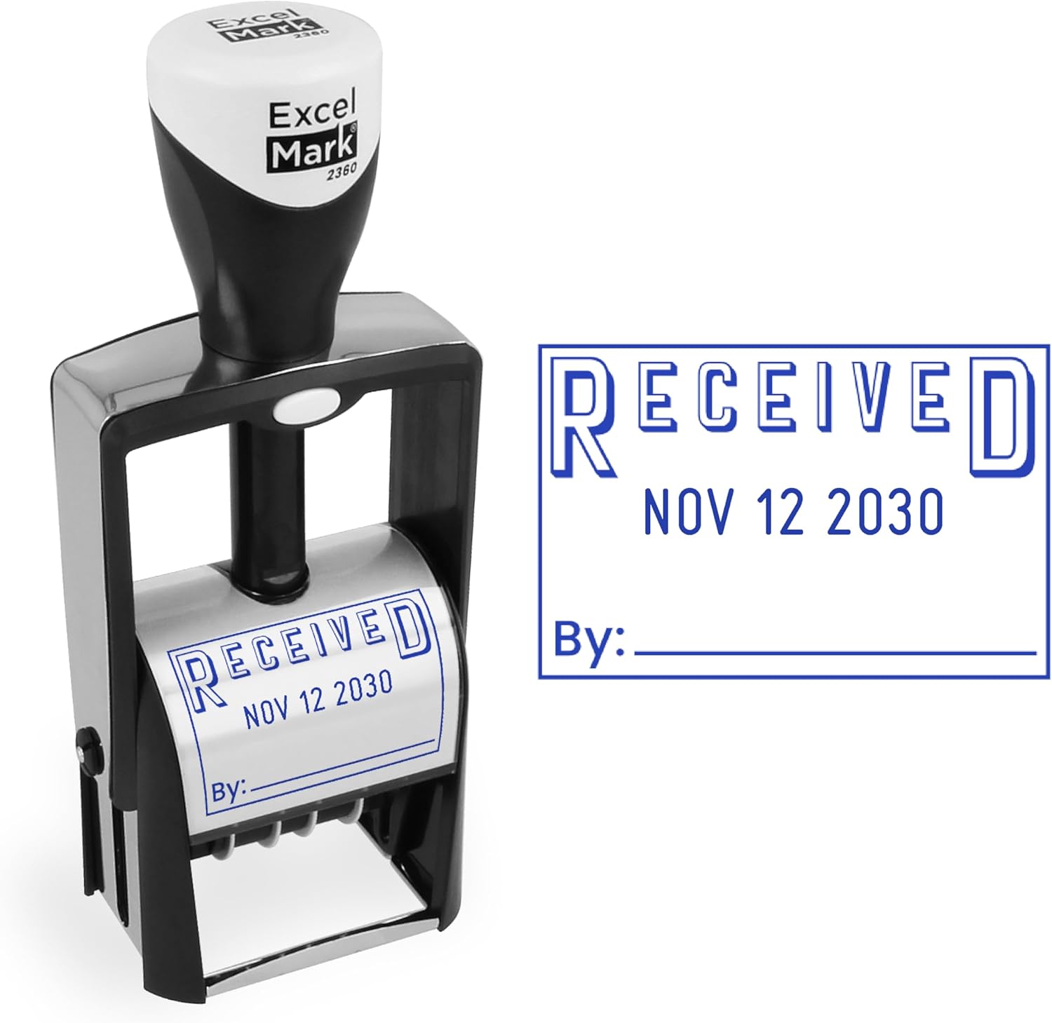ExcelMark Heavy Duty Self-Inking Date Stamp (Blue, Received)