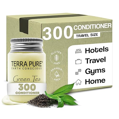 Terra Pure Acondicionador de té verde, 1.2 onzas en tarro de mermelada con miel orgánica y aloe vera (caja de 300)