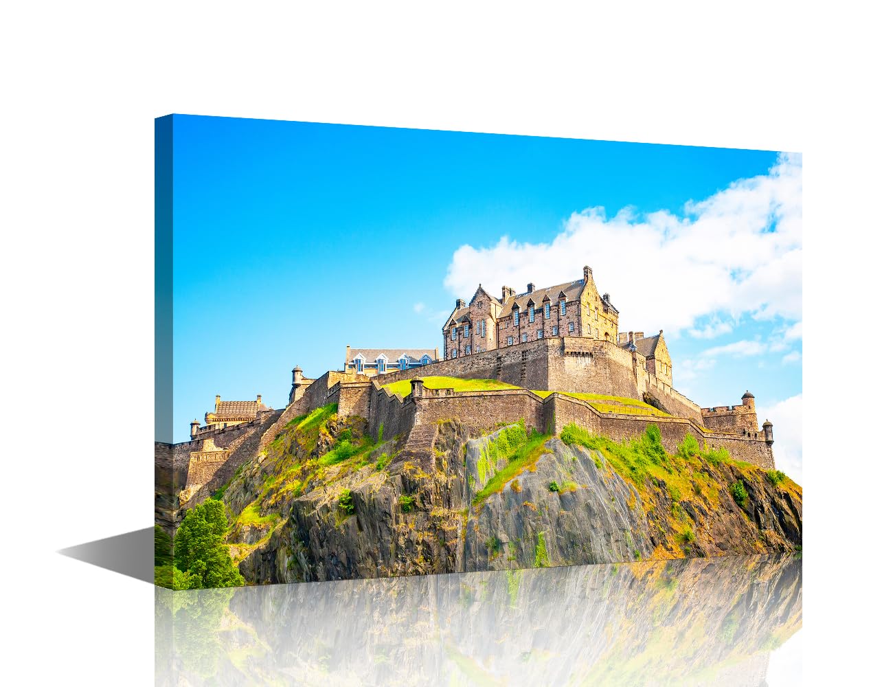 TISHIRON Edinburgh Castle Wall Decorations for Living Room The South Bank of FOSS Bay Wall Art 1 Piece Scotland Room Decor Modern Home Decor Giclee Wooden Framed Ready to Hang (12''Wx 18''H)
