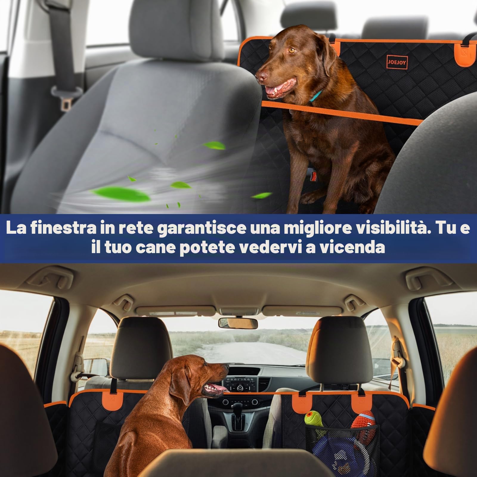JOEJOY Coprisedile Auto per Cani, Estensore per Sedile Posteriore per Cani, Coprisedile Posteriore Auto per Grandi Fondo Rigido, Telo Auto per Cani Antigraffio Impermeabile Amaca per Cani, Nero