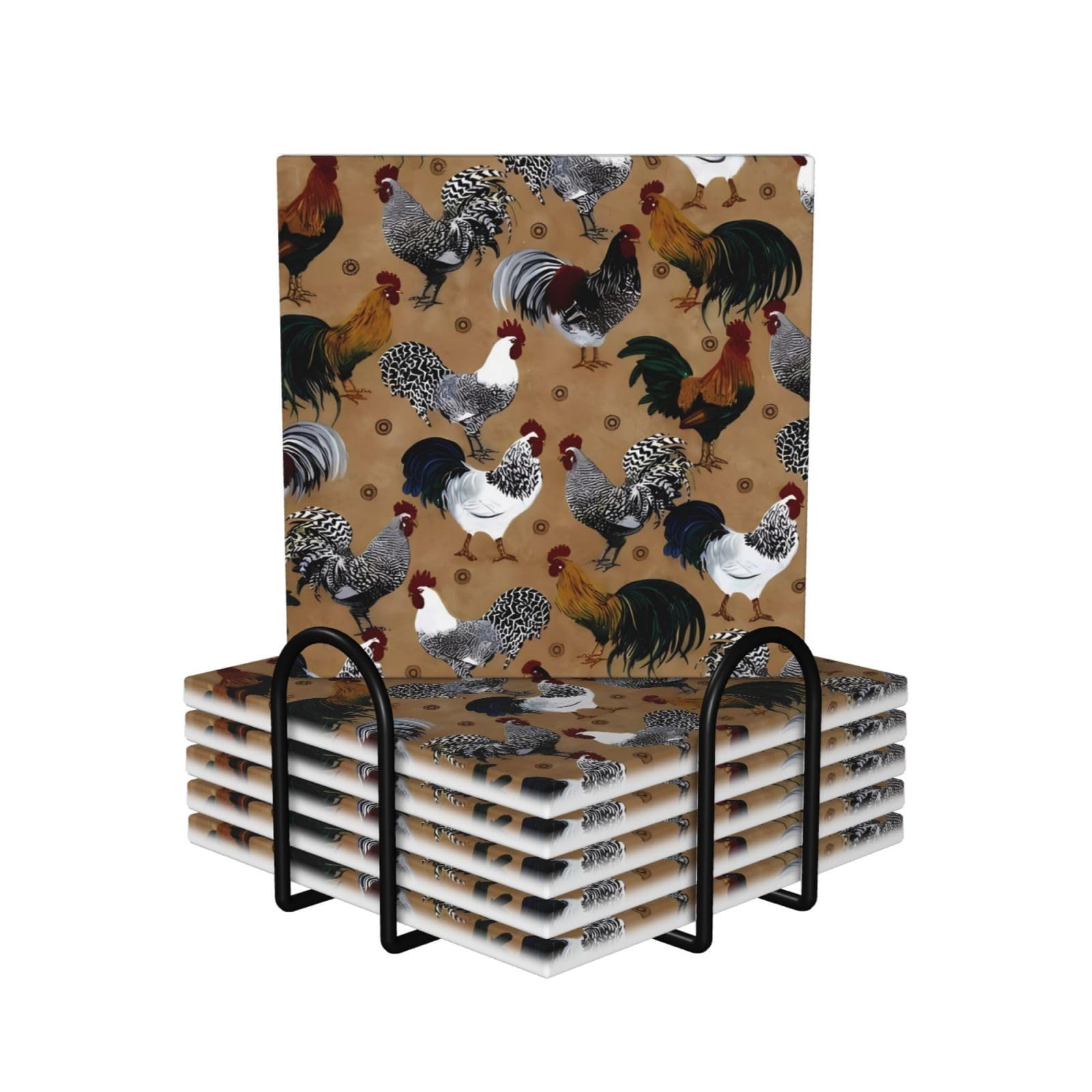 Dessous de verre en céramique coq pour sublimer vos tables de mariage et repas entre amis