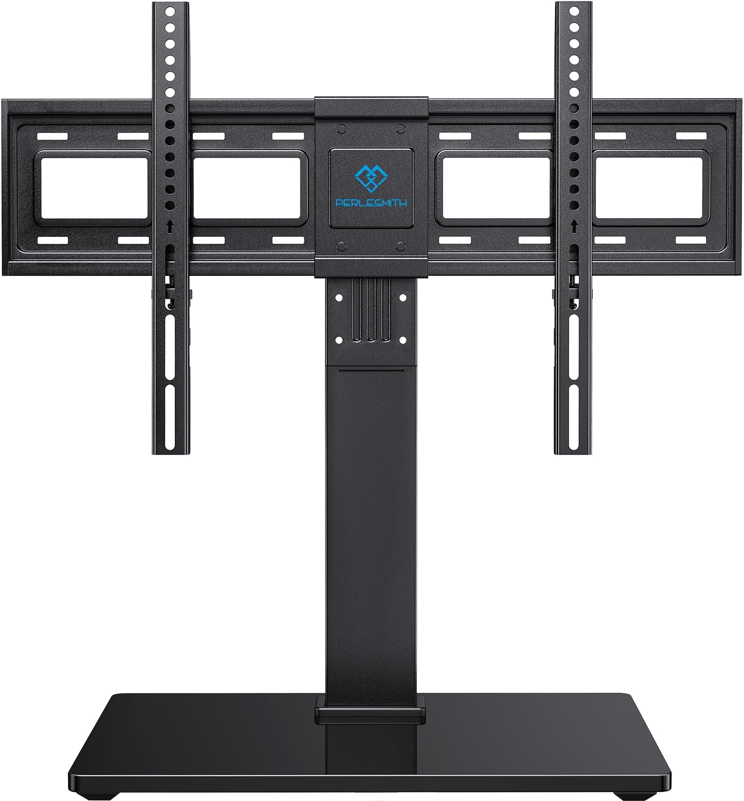 CASE PERLESMITH Universal Swivel TV Stand/Base - Table Top TV Stand for 37-65 inch LCD LED TVs - Height Adjustable TV Mount Stand with Tempered Glass Base, VESA 600x400mm, Holds up to 88lbs
