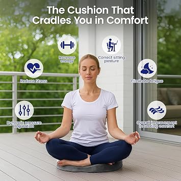 Memory Foam Donut Cushion - Orthopedic Seat Cushion for Tailbone & Sciatica Pain Relief, Coccyx Cushion for Office Chair, Wheelchair, Car with Pressure Relief & Portable Design (Grey)