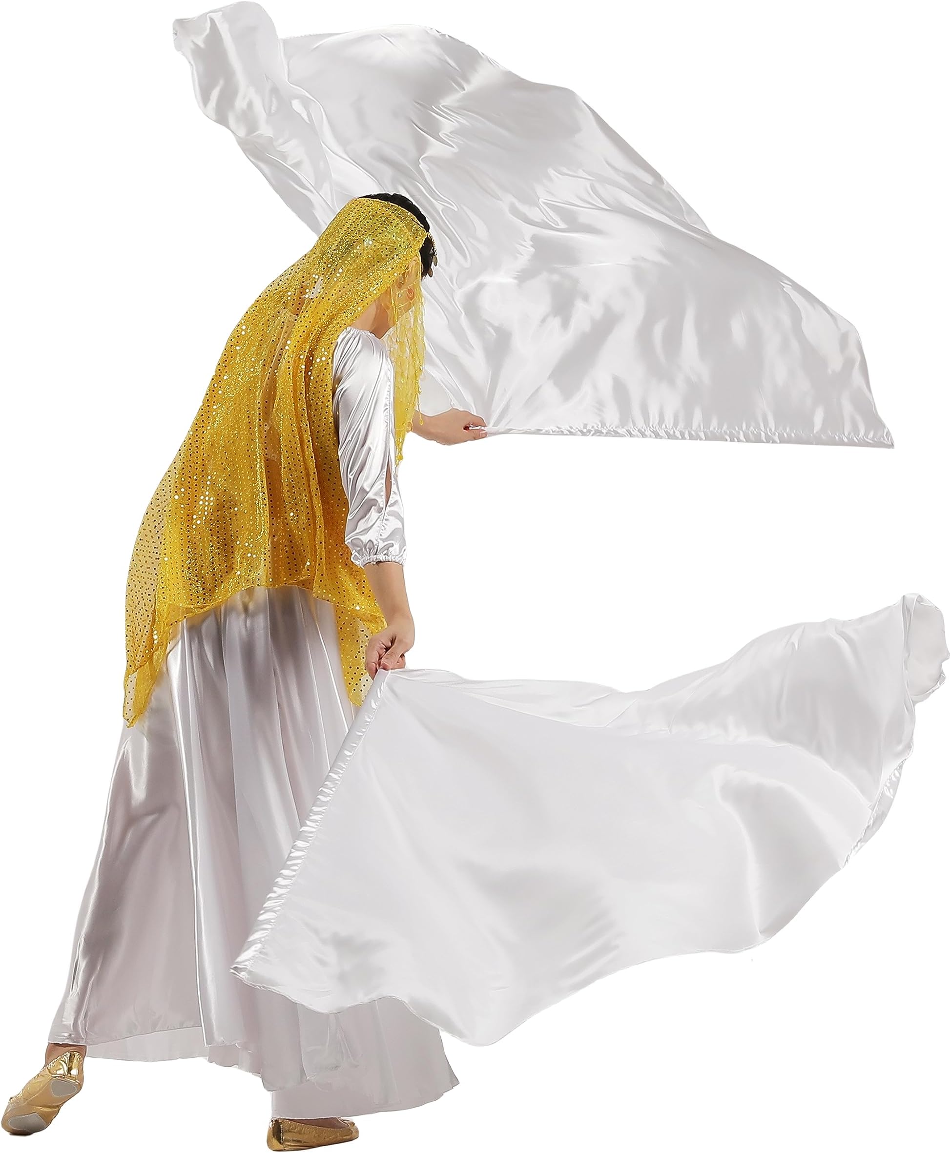 MUNAFIE Worship Flag Set(2 Flags+2 Telescopic Rods+1 Storage Bag),worship flags for dance church,praise dance flags for worship White