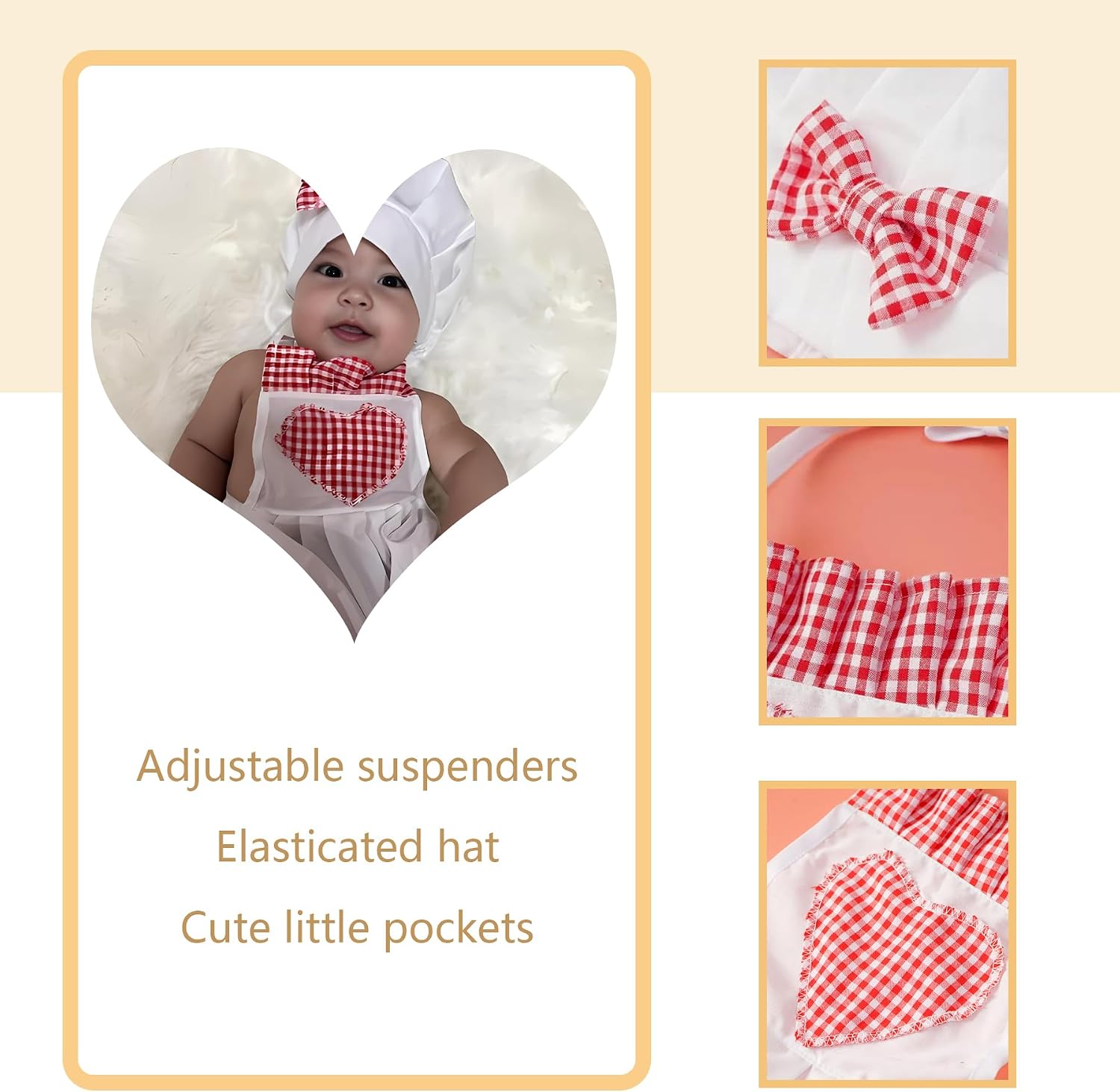 Jastore Newborn Photography Prop Baby Chef Outfits Baby Photo Outfit Baby Chef Costume Chef Hat Apron