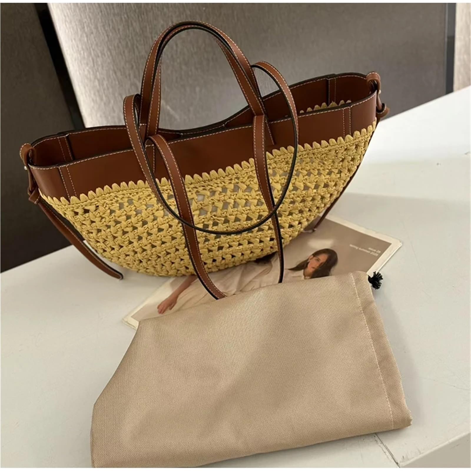 Generisch gewebte tasche Große Kapazität Stroh Tasche Mode Hohl Gewebt frauen Knödel Sommer Berufung Strand Schulter Handtasche