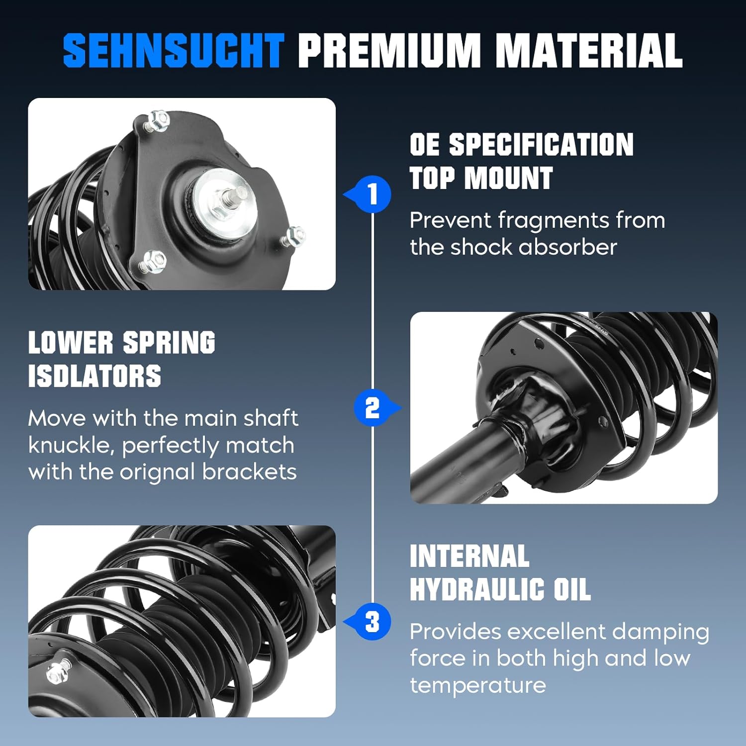 Front Spring Struts & Sway Bar Links for Ford Taurus 1996-2007, for Mercury SABLE 1996-2005, Shock Absorber W/Coil Assembly Replace for 171615, K8734 K8735, 4pc, 1997 1998 1999 2000 2001 2002 2003