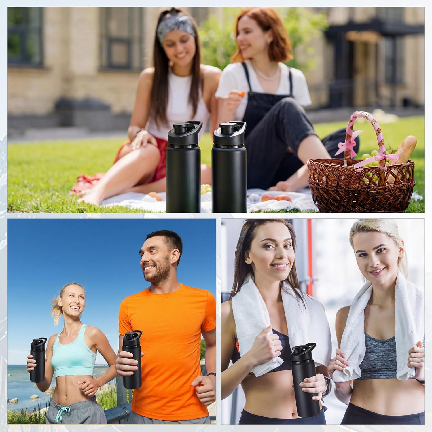 Domensi 30 Pack Aluminum Water Bottle Bulk Reusable Water Bottle, Lightweight Easy Carry Leakproof with Snap Lid Travel Bottles, for Gym Outdoor Sports Cycling Camping Fishing (17oz,Black) - Image 7