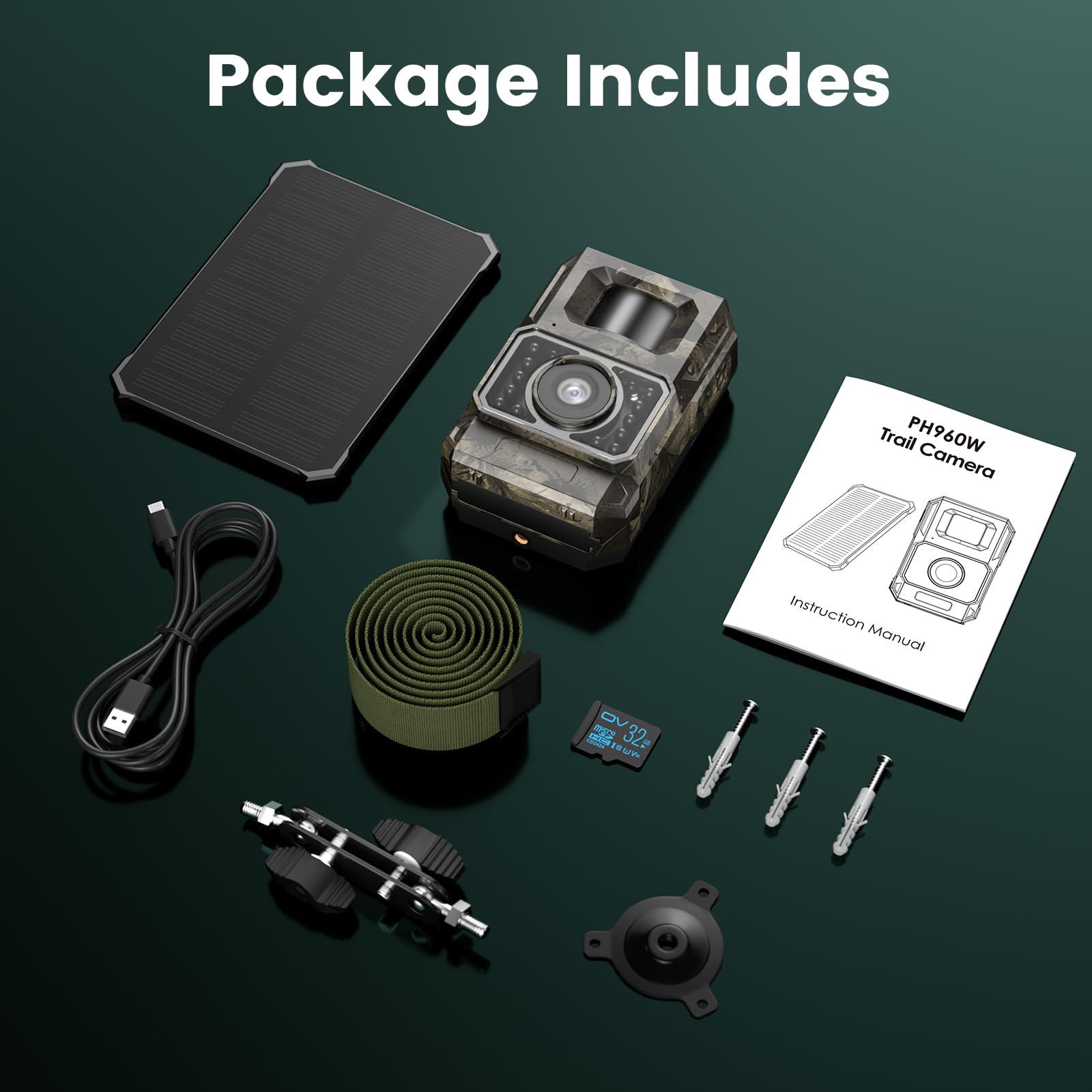 MAXDONE Solar WiFi Trail Camera Bluetooth Game Camera, 4K 64MP Wildlife Cameras 2000mAh Built-in Battery Rechargeable Power Hunting Cameras with Night Vision Trail Cam Bluetooth Wi-Fi Deer Cams