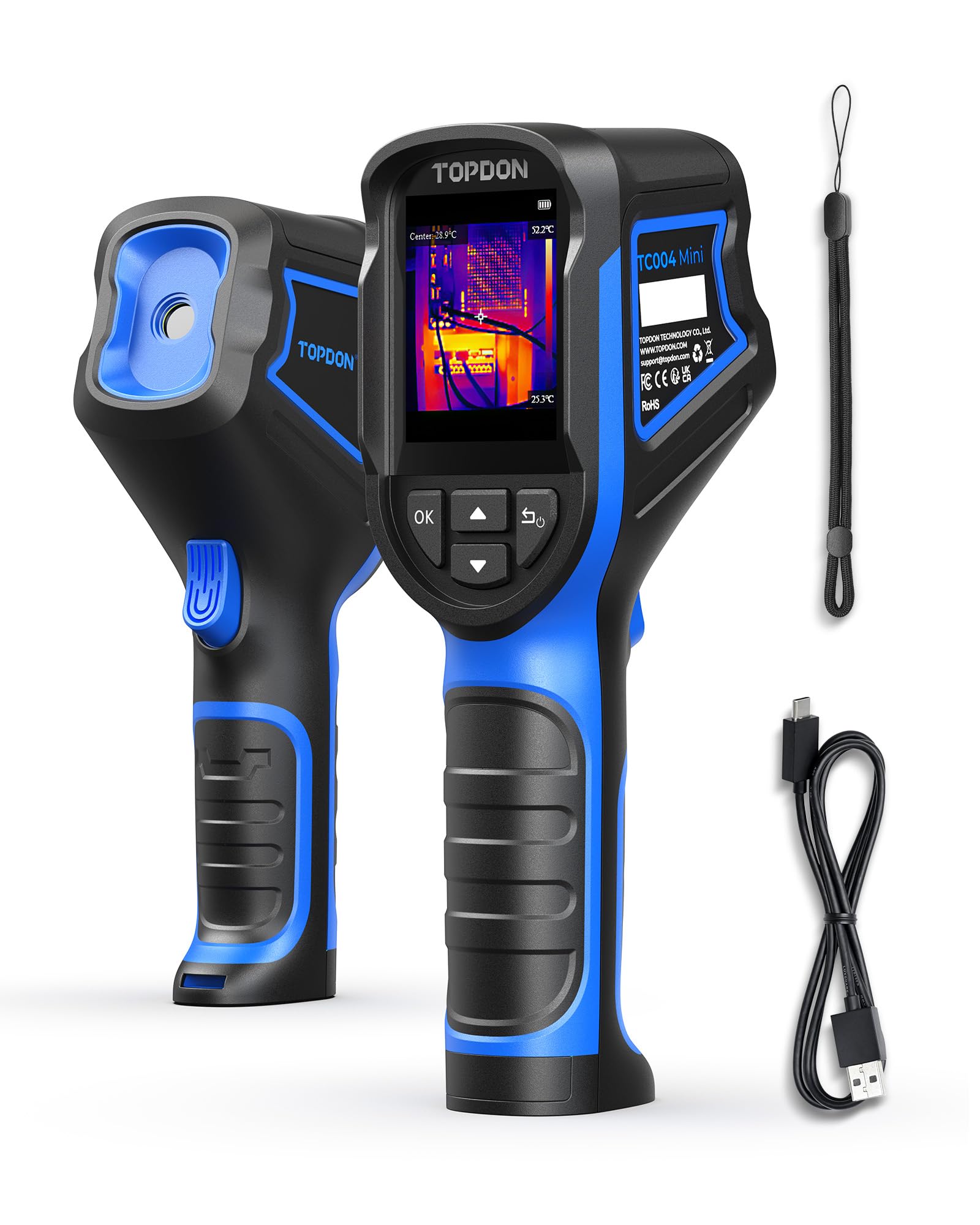 TC004 Mini Thermal Imaging Camera, 240x240 IR Resolution Handheld Infrared Camera, 15-Hour Battery Life, 25Hz Refresh Rate,-20°C to 450°C Temp Range, High/Low Temp Alerts