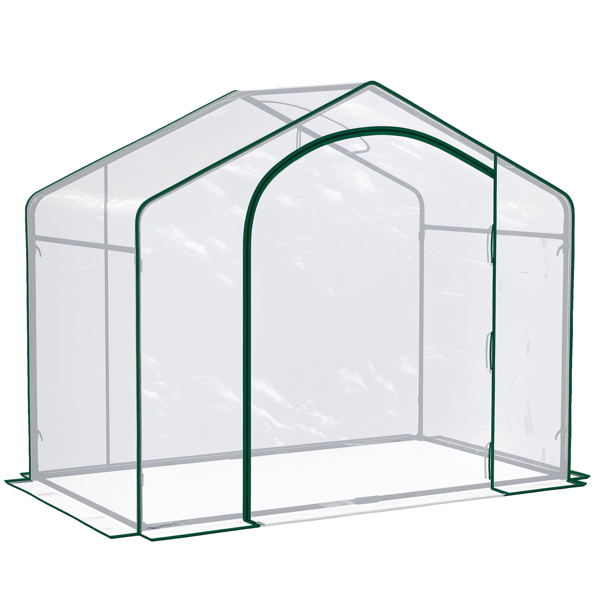Outsunny 6' x 3' x 5' Portable Walk-in Greenhouse, Plastic Cover, Steel Frame Garden Hot House, Zipper Door, Top Vent for Flowers, Vegetables, Saplings, Tropical Plants, Clear