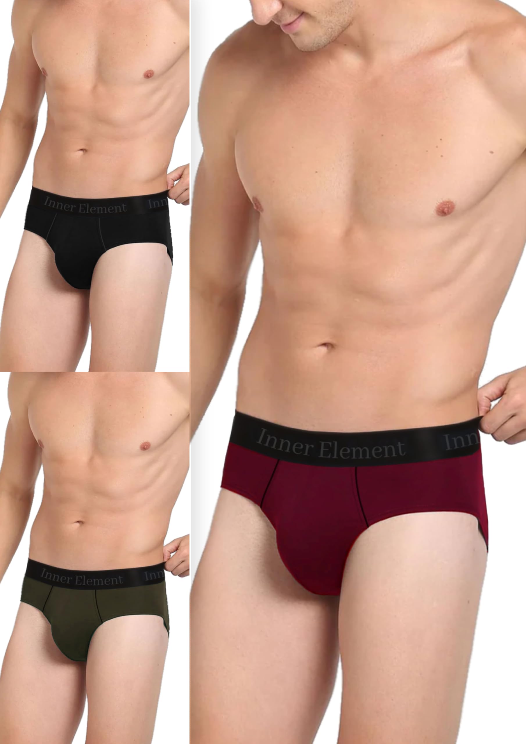 inner element Men Brief Multicolor Pure Cotton Brief Pack of 3-picture-31