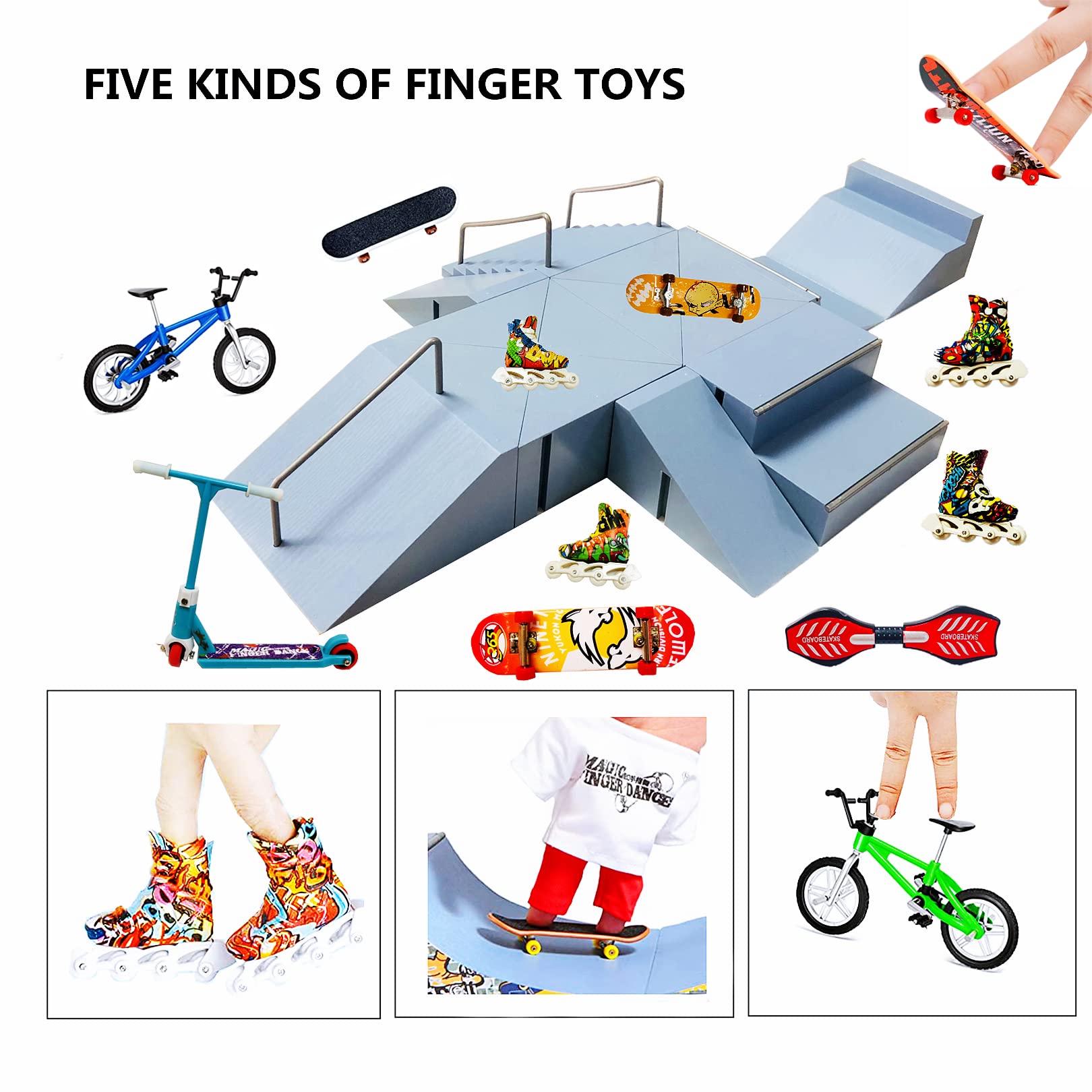 Abaodam Rampes Pour Fingerboard Et Obstacles De Skatepark Kit Accessoires Avec Bowl Panneaux Et Rampes Plastique Pour Jeux De Fingerboard