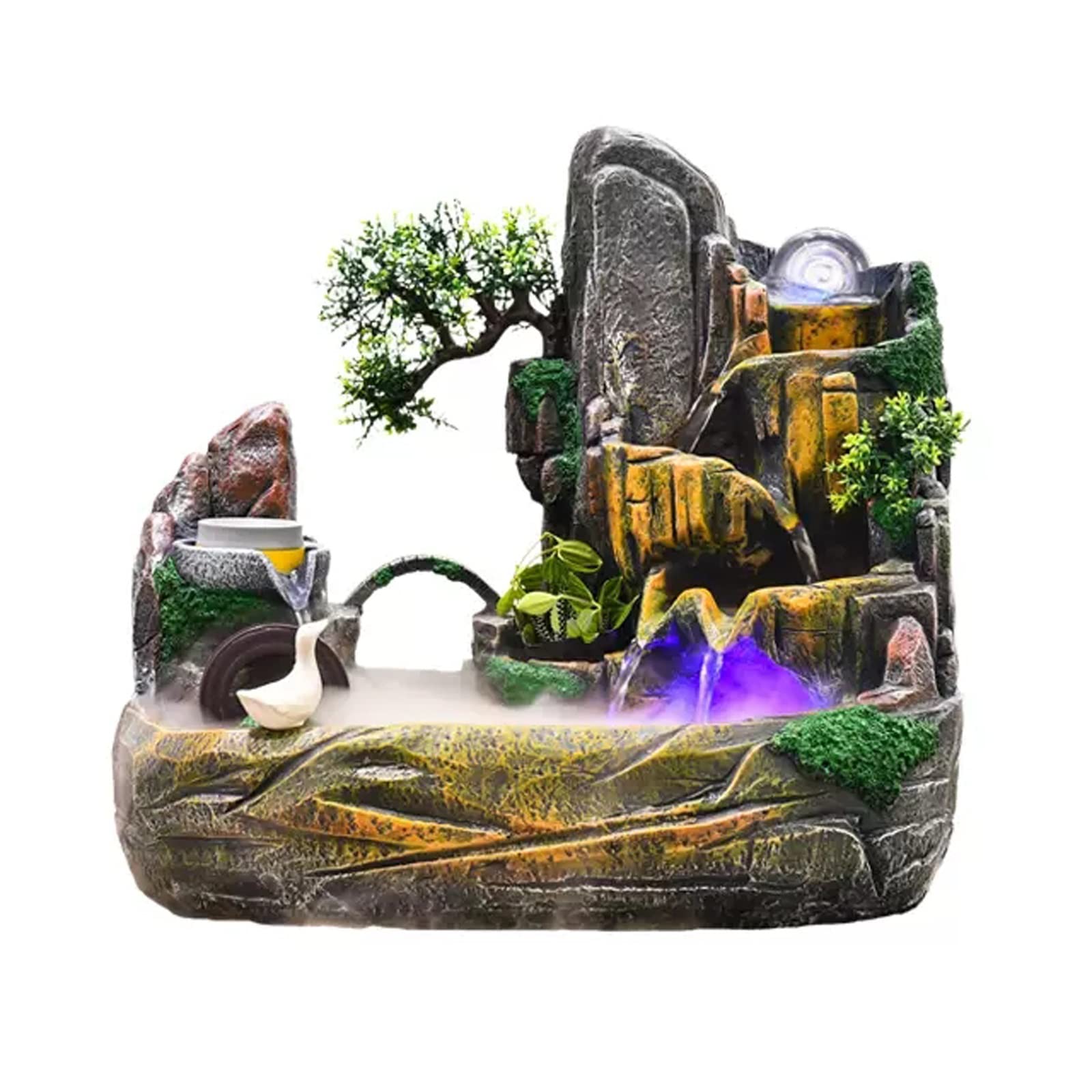 Fuente de mesa interior con rueda Feng Shui y bola giratoria para atraer riqueza