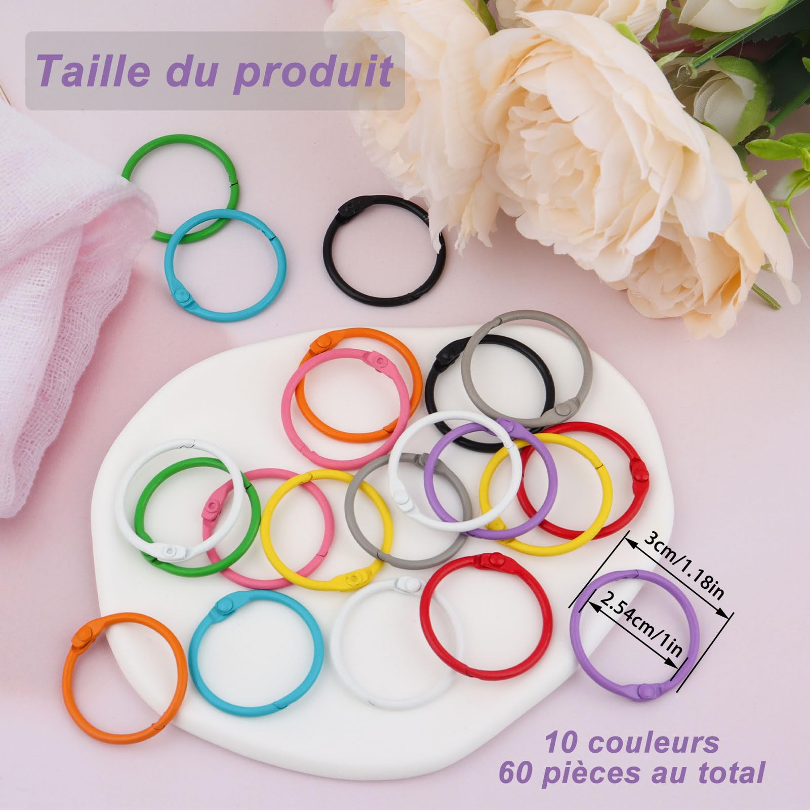 60 Pièces Anneaux De Reliure à Feuilles Mobiles Anneaux De Reliure De Livre