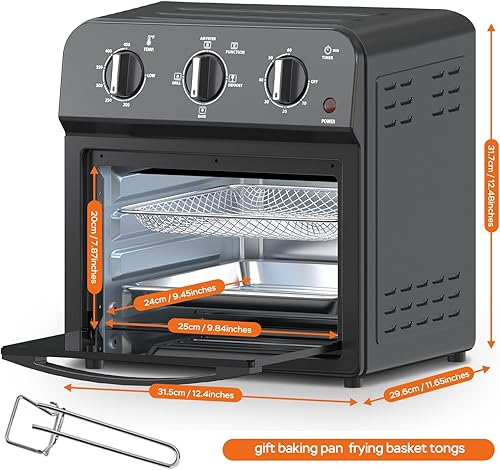 Miniatura 5 de PlumChef - Horno tostador de convección de 13 cuartos de galón, 4 rebanadas, 1500 W, horno multifunción para asar, hornear, parrilla, asar, tostar,