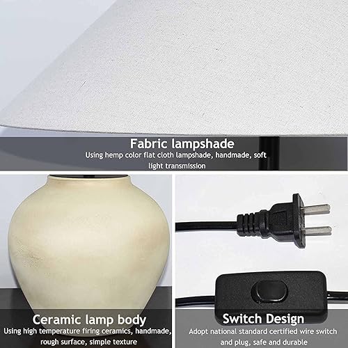 Miniatura 7 de Lámpara de Mesa Southwestern - Lámpara de mesa con jarra de 20 pulgadas de alto, maceta de arcilla blanca, mesa de noche de cerámica, pantalla
