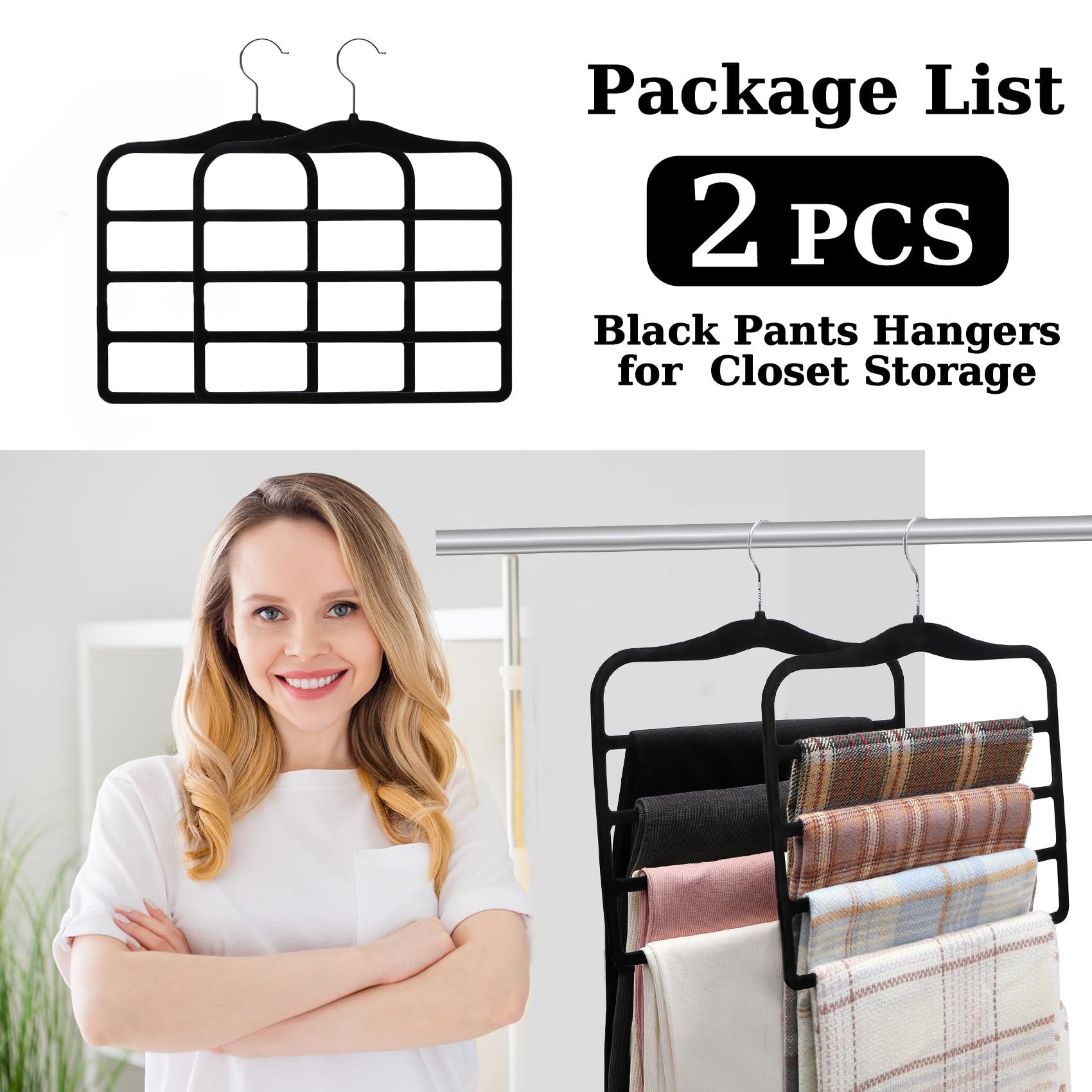 Schrank-Organizer und Aufbewahrung, 2 Stück, Hosenbügel, platzsparendes Schrank-Organizer-System, Al-Legierung, Schrank-Organisation und Aufbewahrung, für Jeans, Hosen, Schals, Kleiderbügel für
