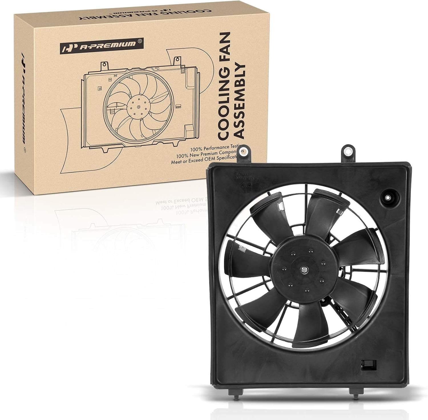 A-Premium Right A/C Condenser Fan Assembly Compatible with Select Honda Models - Fit 2015-2020, L4 1.5L - Replace# 386155R1003, 386115R1003