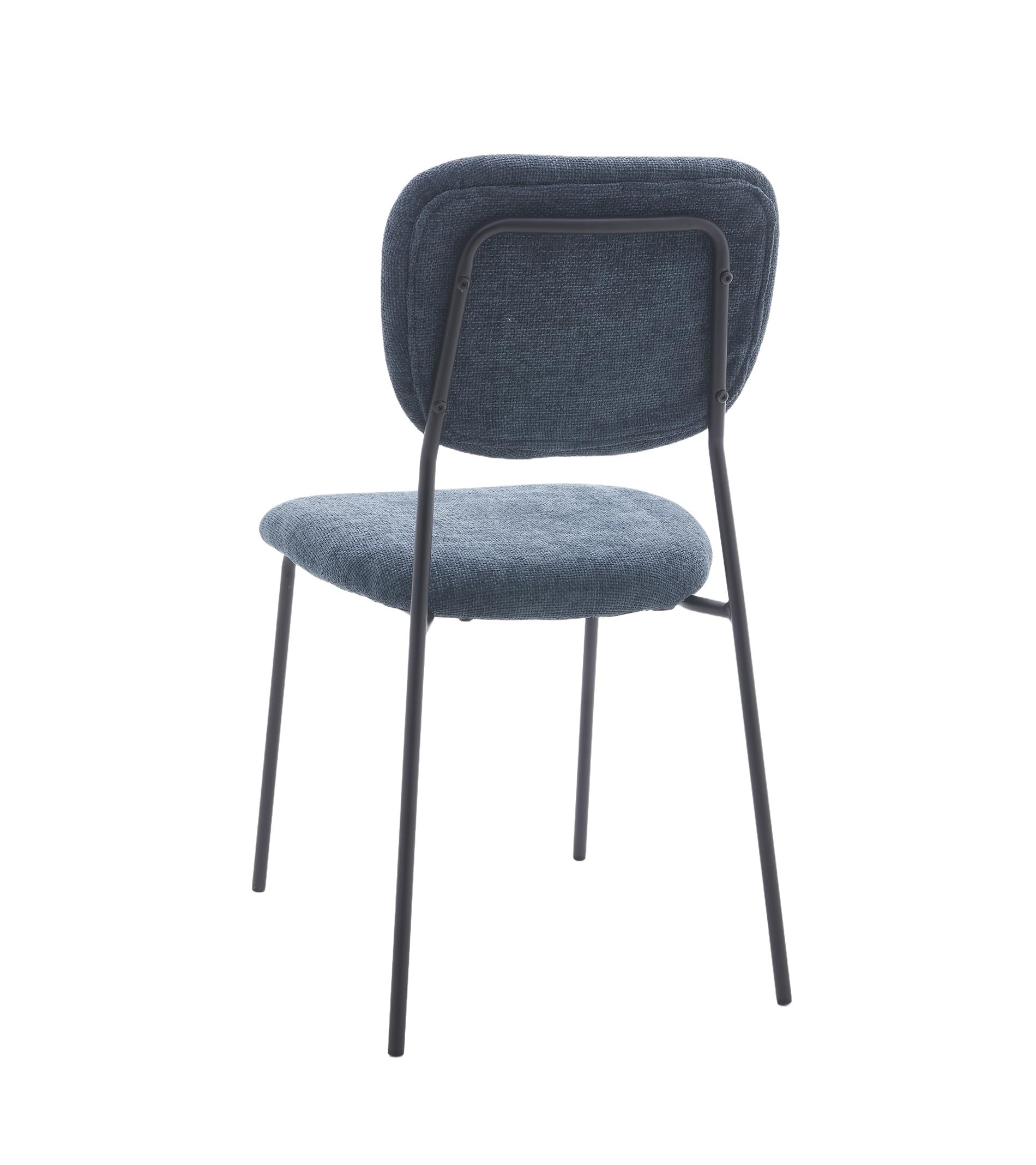 Home Heavenly® Pack 4 Sillas Tull – Sillas Apilables con Estructura Metálica, Tapizado en Tela Poliéster, Diseño Moderno para Comedor, Cocina y Eventos (85x51x44 cm) Color Azul