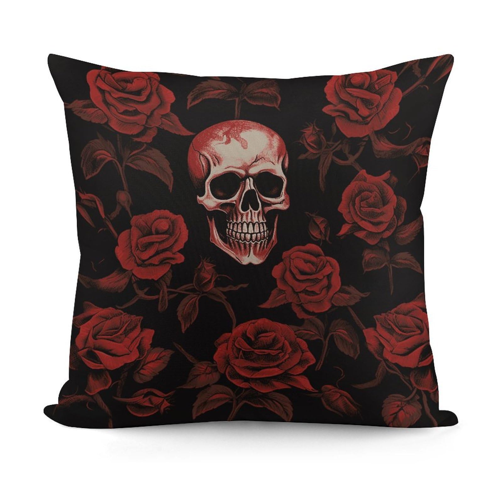 Adfgyerh Style Skull Rose Decorative Pillow Covers, Throw Pillow Covers Soft For All Seasons, Pillowcases For Couch Living Room Sofa Bedroom 18X18 Inch