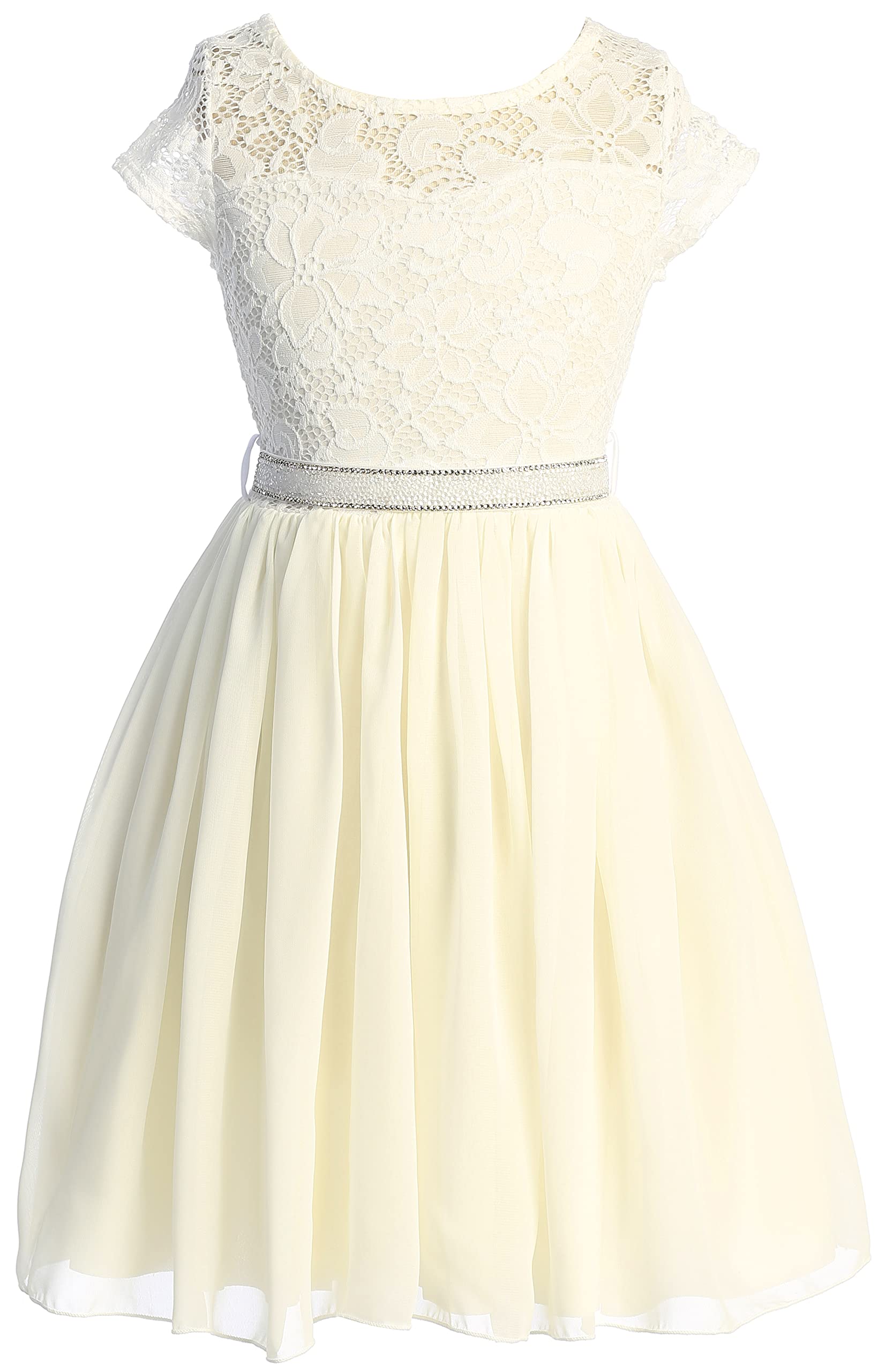 BluNight Collection Little Girl Cap Sleeve Lace Top Chiffon Holiday Easter Flower Girls Dresses USA