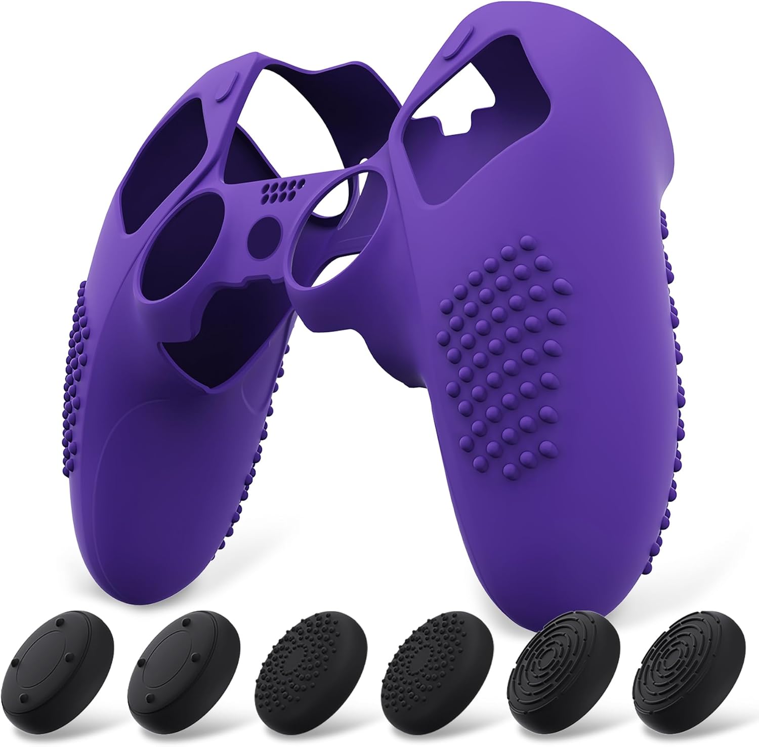 PlayVital 3D Studded Edition Anti-Slip Silicone Cover Case for ps5 Edge Controller, Soft Rubber Protector Skin for ps5 Edge Wireless Controller with 6 Thumb Grip Caps - Purple - Image 9