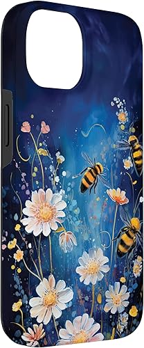Miniatura 6 de Funda para iPhone SE (2020)  7  8 Bees and wildflowers on dark blue
