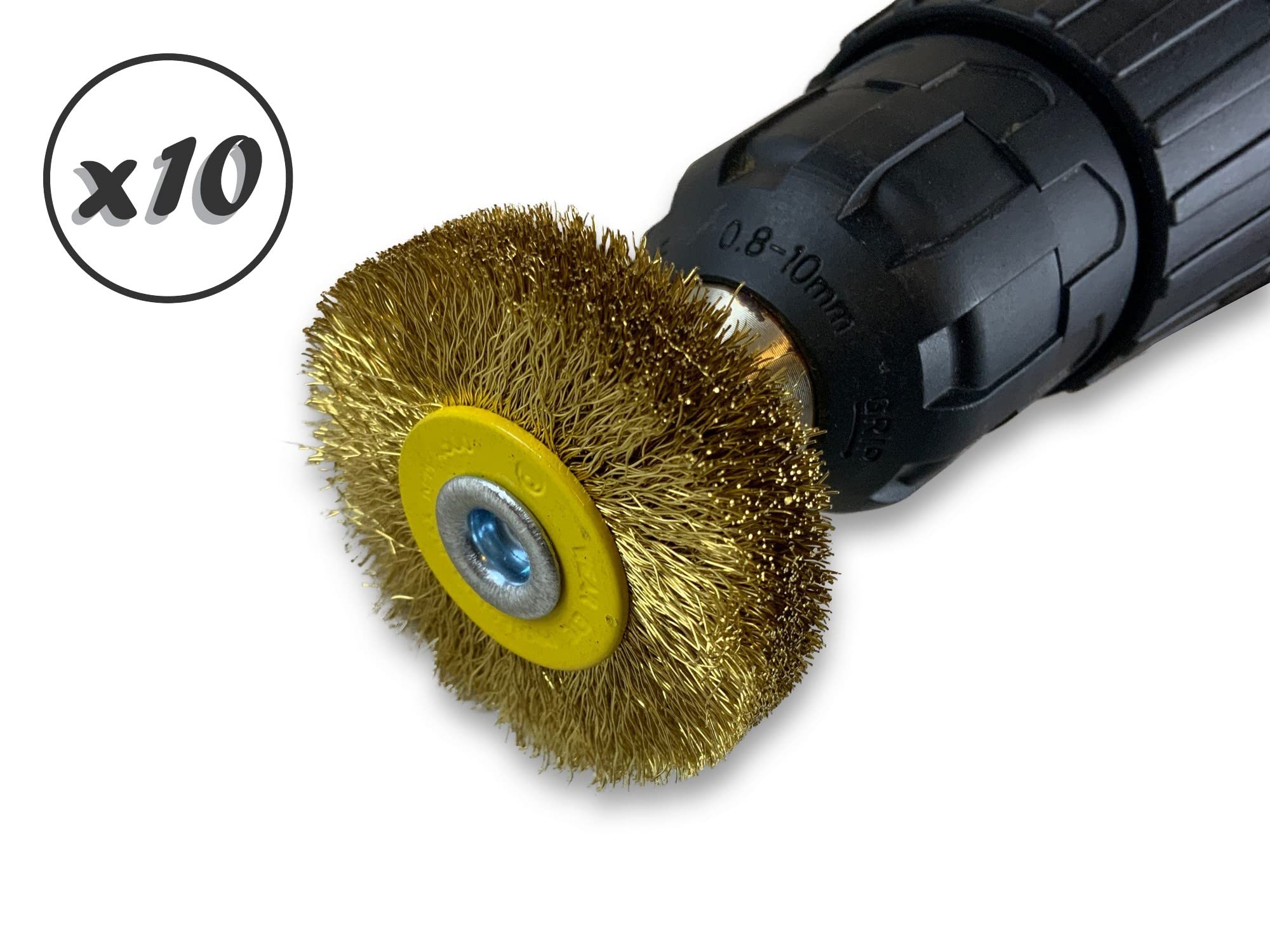 Kibros Lot 10 brosses rot. circ. laiton souple Ø 50 mm 12 mm tige