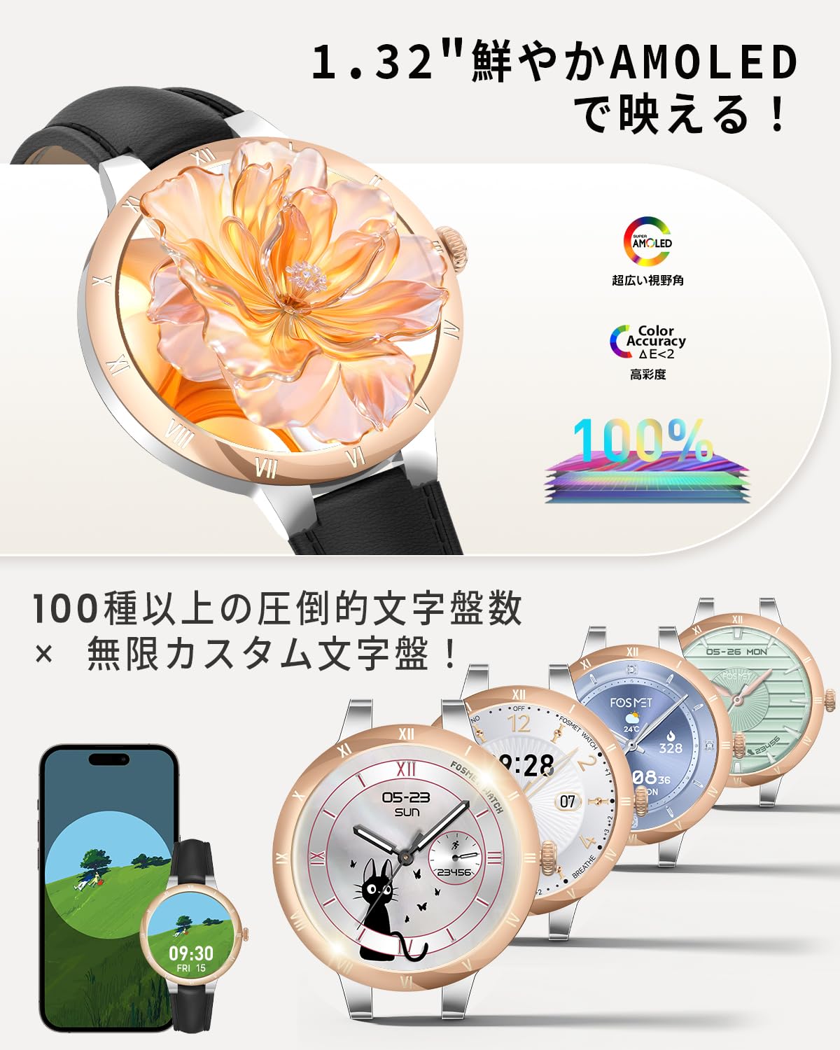 Amazon | 【「Picky's AWARD 2025」受賞】FOSMET W1 スマートウォッチ