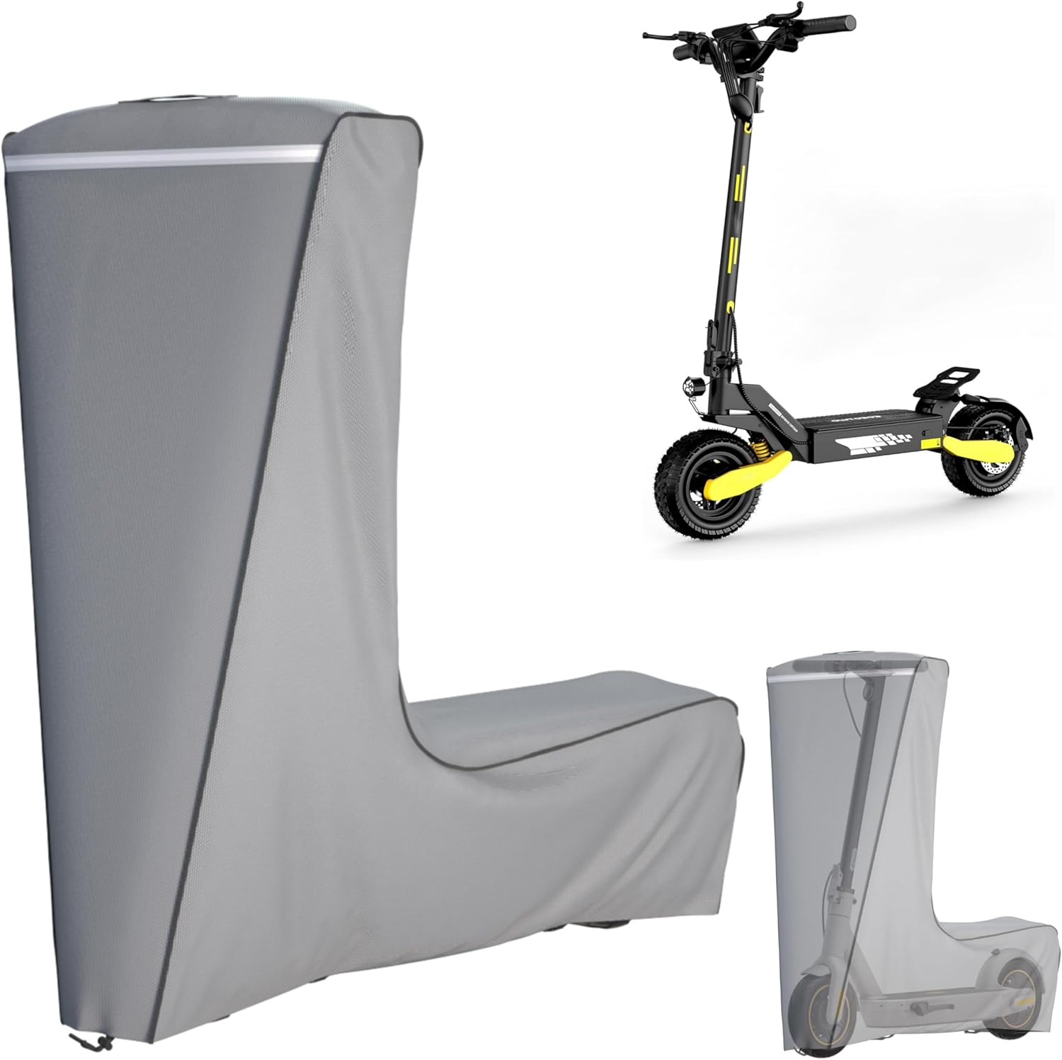 Electric Scooter Cover, 1680D Heavy Duty Waterproof and Dustproof Oxford Cloth, UV Resistant & Anti-Scratch, Includes Storage Pouch, A Better Fitting Electric Scooter Cover (Gray, 54x8x52 inch)