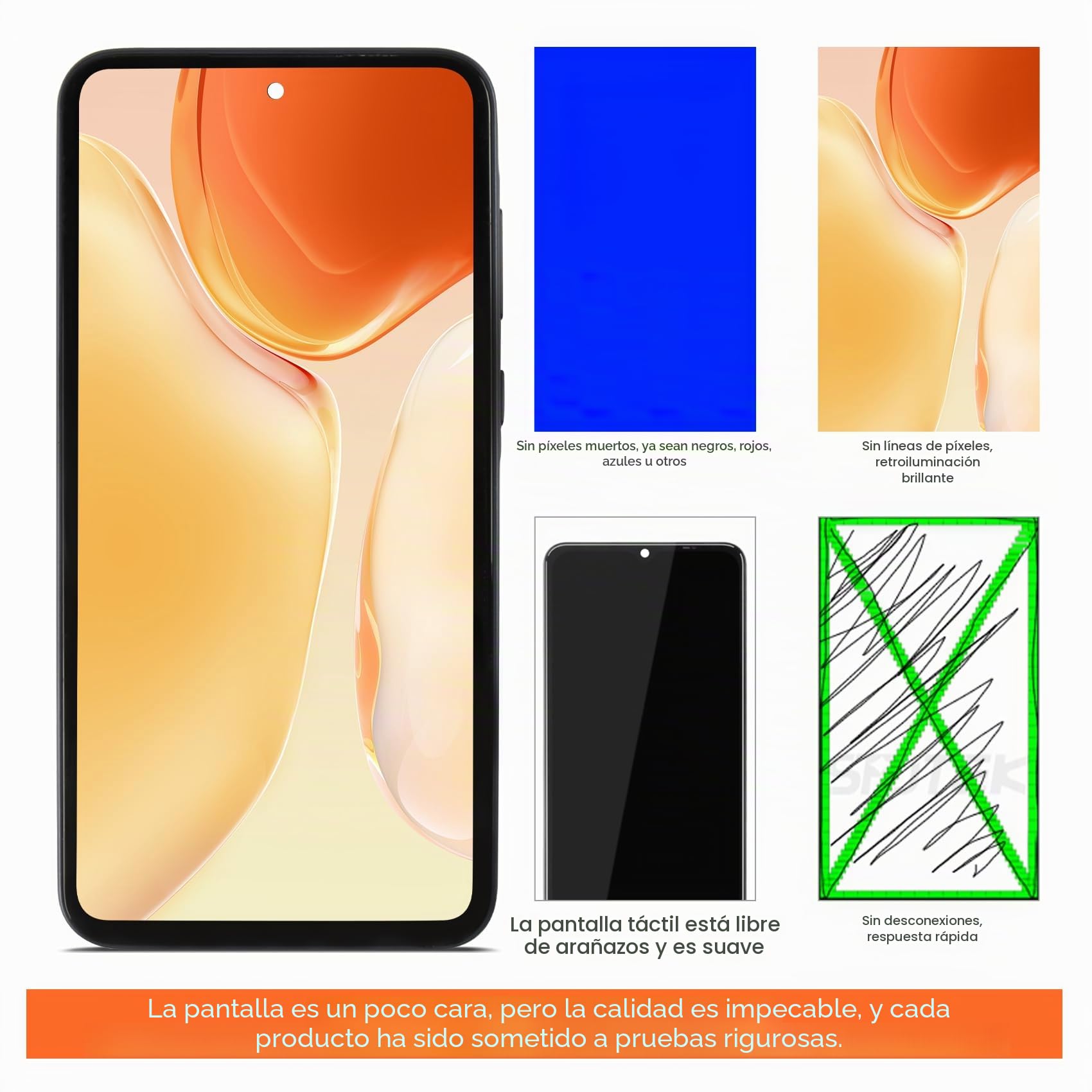 Pantalla LCD para Samsung A35 5G Pantalla LCD para Samsung Galaxy A35 5G SM-A356 SM-A356E SM-A356B Incell 6.6" Pantalla de repuesto táctil y reparación (negro con marco, sin huellas)