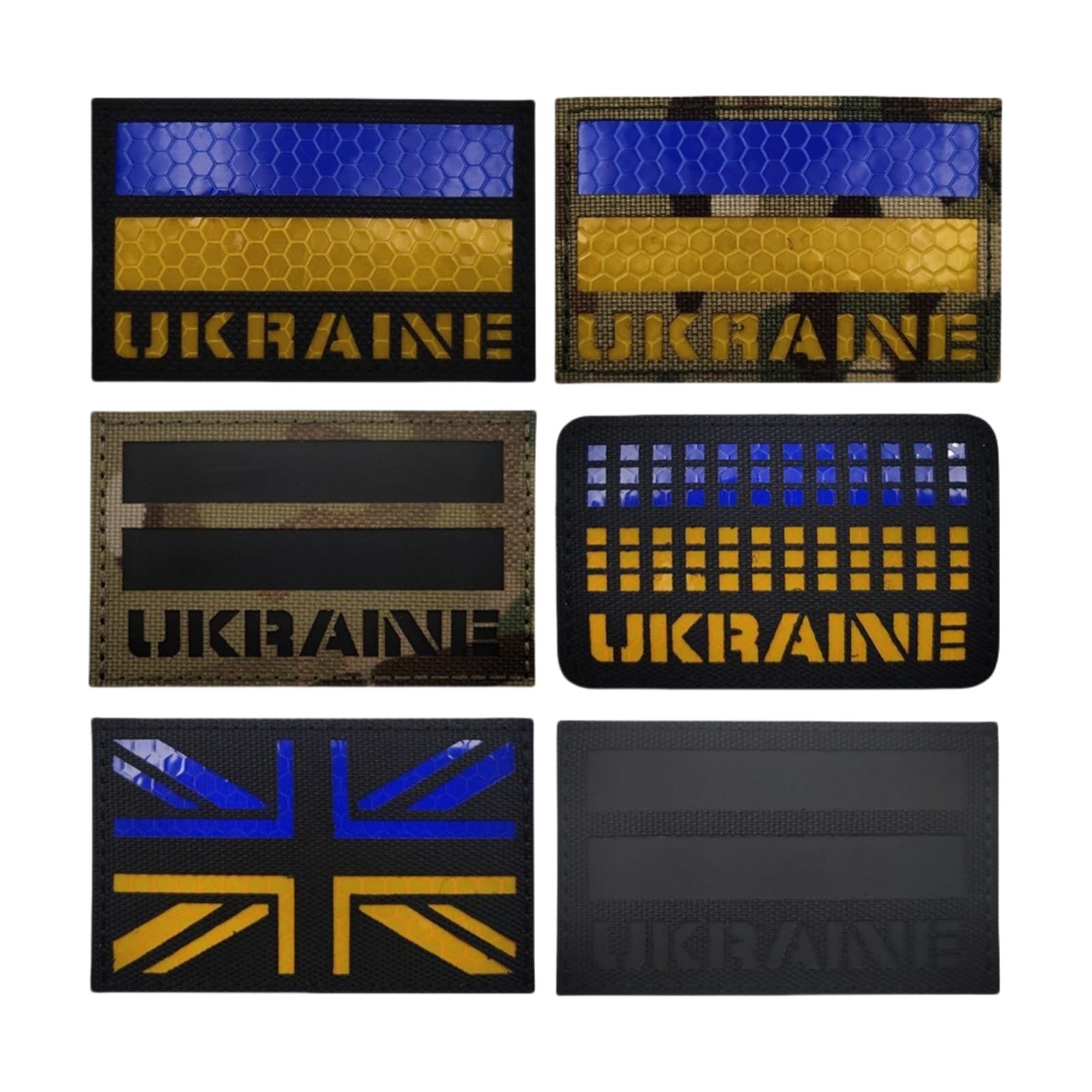Patch infrarouge drapeau Ukraine lot de 6 écussons tactiques en nylon pour sac et gilet