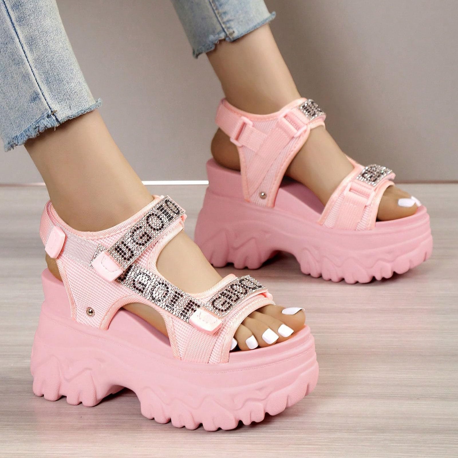 Generico Sandales Femme Compensé Confortables LéGèRes AntidéRapantes Semelle Souple Respirantes Chaussures Femme éTé Mode Mules OrthopéDiques Coupe Large Ville Usage Quotidien