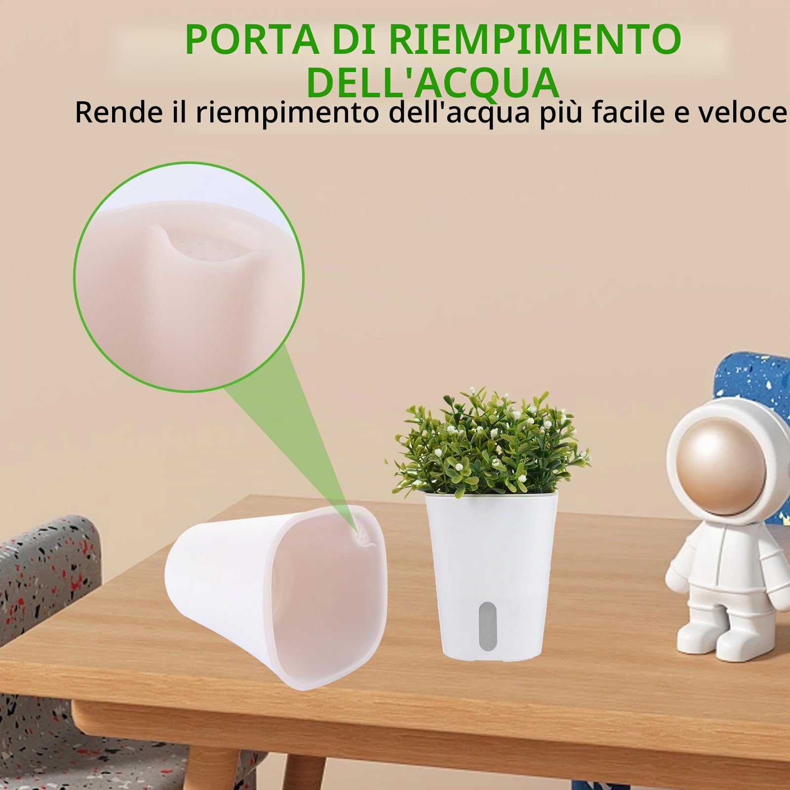 APACALI 12 Fioriere Autoirriganti, 12,5, con Indicatore del Livello dell'Acqua, Vaso per Erbe Aromatiche da Cucina con Sistema di Irrigazione, Vaso per Interni e Balconi