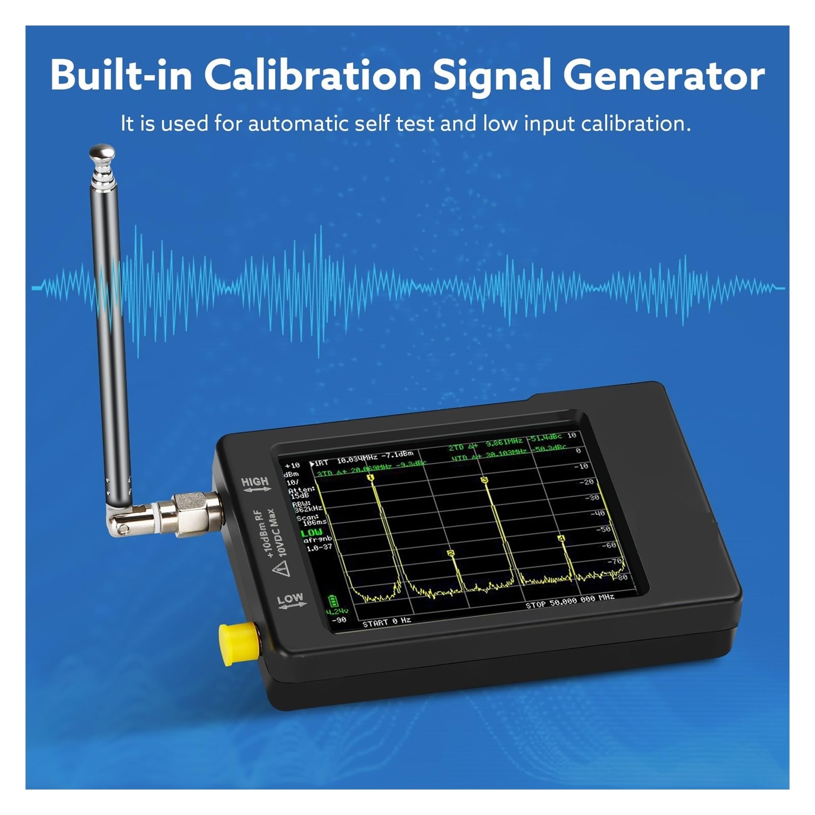 Analizator sieci bezprzewodowej Ręczny analizator widma, wyświetlacz 2,8 cala, 100 kHz do 960 MHz, wersja zabezpieczona ESD V0.3.1_E Analiza siły sygnału