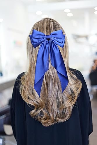 Miniatura 3 de Pinzas para el cabello de satén con lazo para mujer, chancletas de metal con lazo grande, horquilla de cinta larga, pasadores para niñas, accesorios