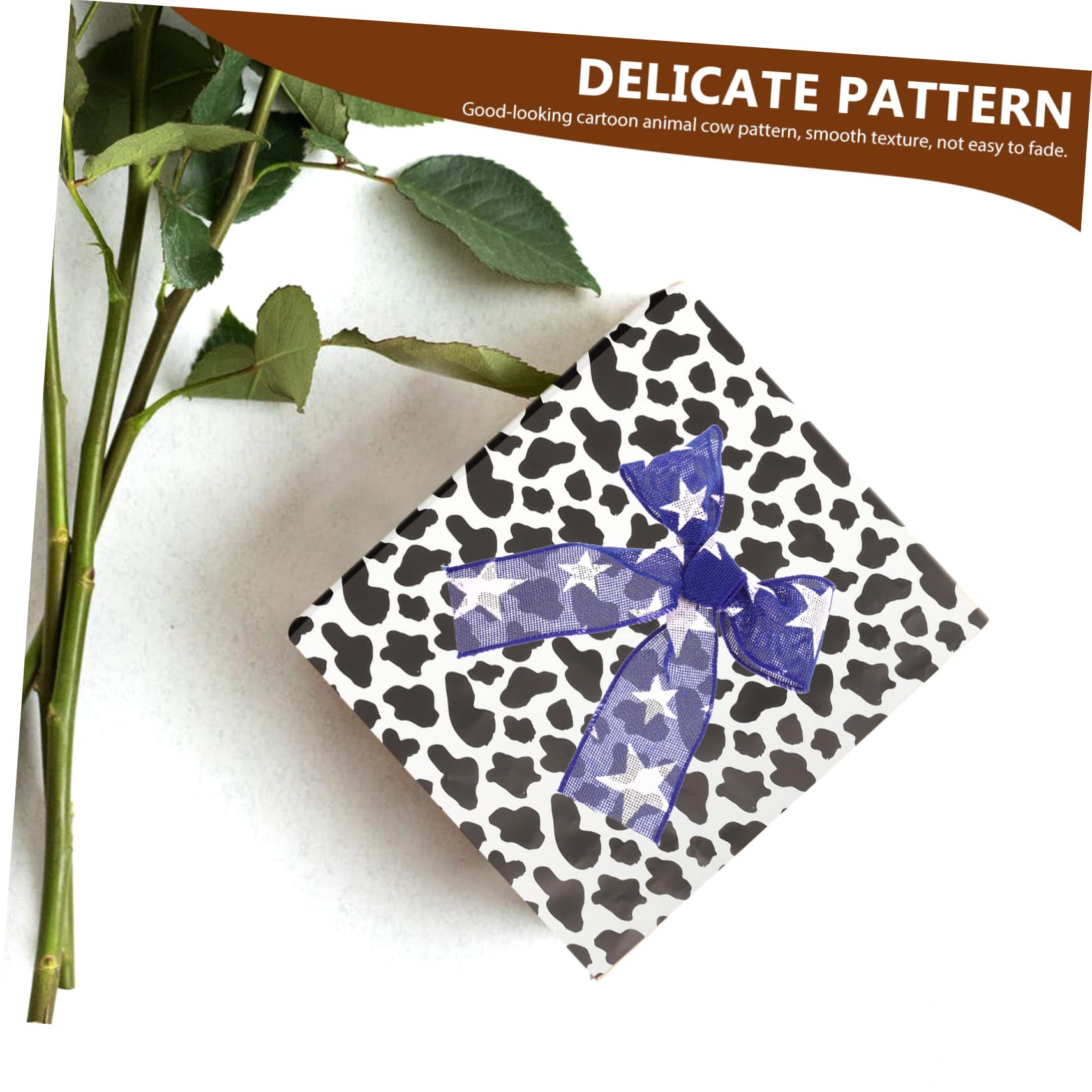 Hi Sasara Carta Veline Con Stampa Mucca Marrone: 30 Fogli 71x50 Cm, Per Confezioni Regalo E Feste A Tema - 3