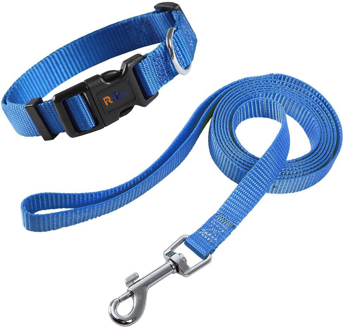 Pups&Pets Dog Classic Nylon Collar and Leash Set | Adjustable Quick Release Collar with Leash for Small and Medium Dogs 15MM (Blue) (B0BLNZG6NH) Amazon Price History, Amazon Price Tracker