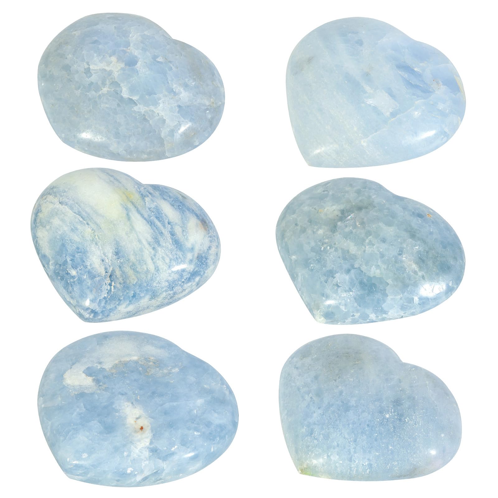 Nupuyai Natural Blue Celestite Crystal Heart Stone, Polished Worry Palm Stone Anxiety Relief - Image 4