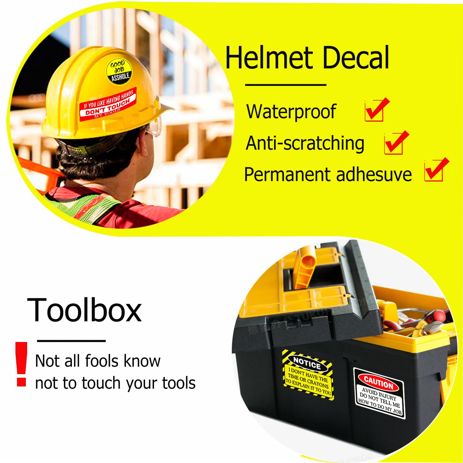 AUTOCOLLANTS DRÔLES CASQUE Moto Boîte à Outils Décalcomanies Remorque