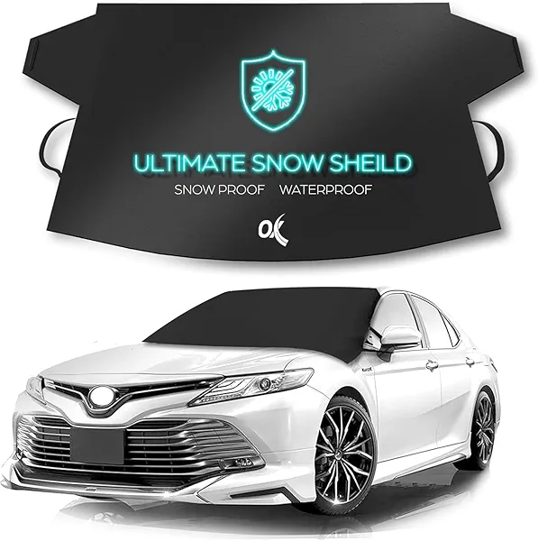 OxGord Windshield Snow Cover Ice Removal Wiper Visor Protector All Weather Winter Summer Auto Sun Shade for Cars Trucks Vans and SUVs Stop Scraping with a Brush or Shovel
