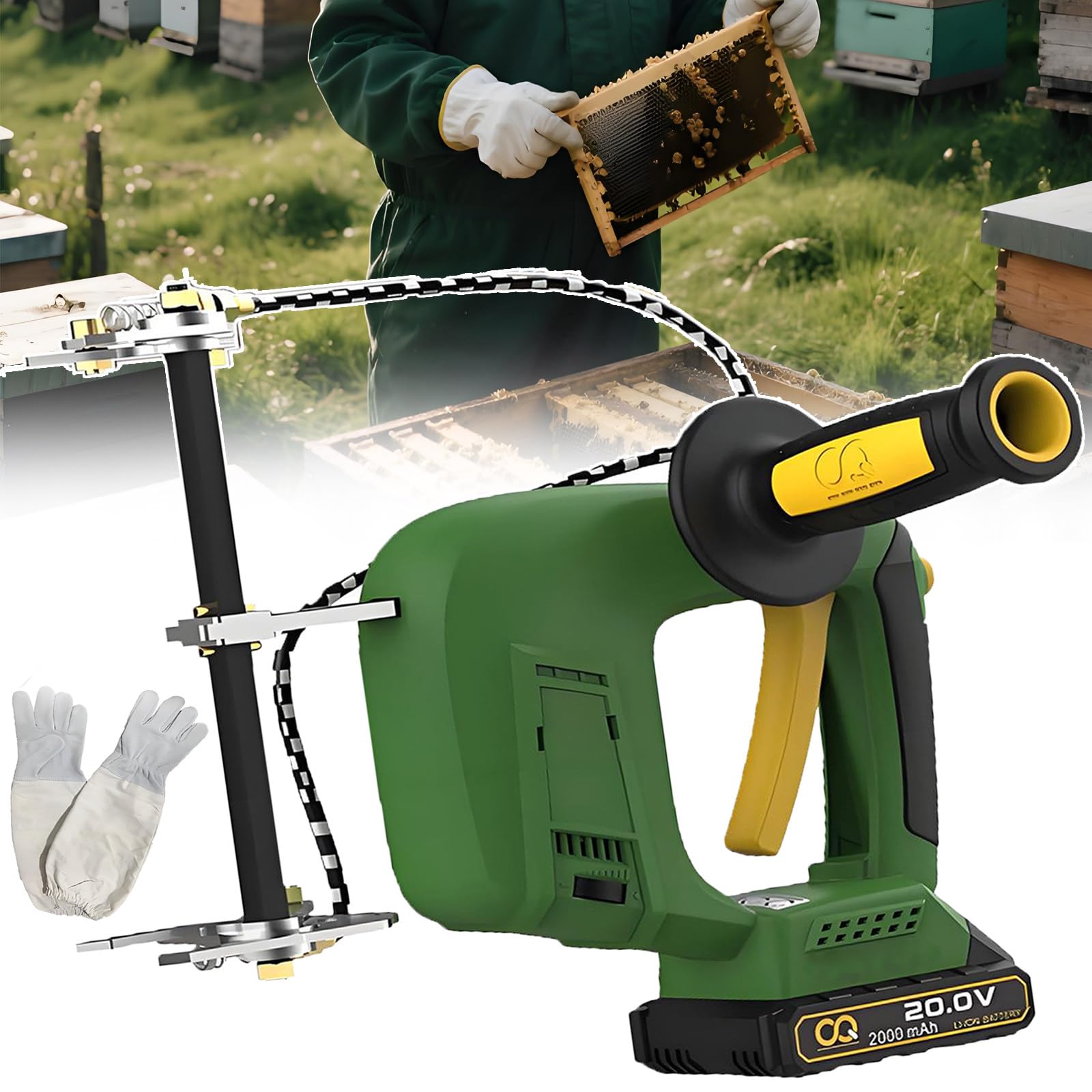 Agitador eléctrico industrial de colmena, inalámbrico, 9 velocidades, agarre Ergo para una eliminación eficiente de las abejas en la apicultura