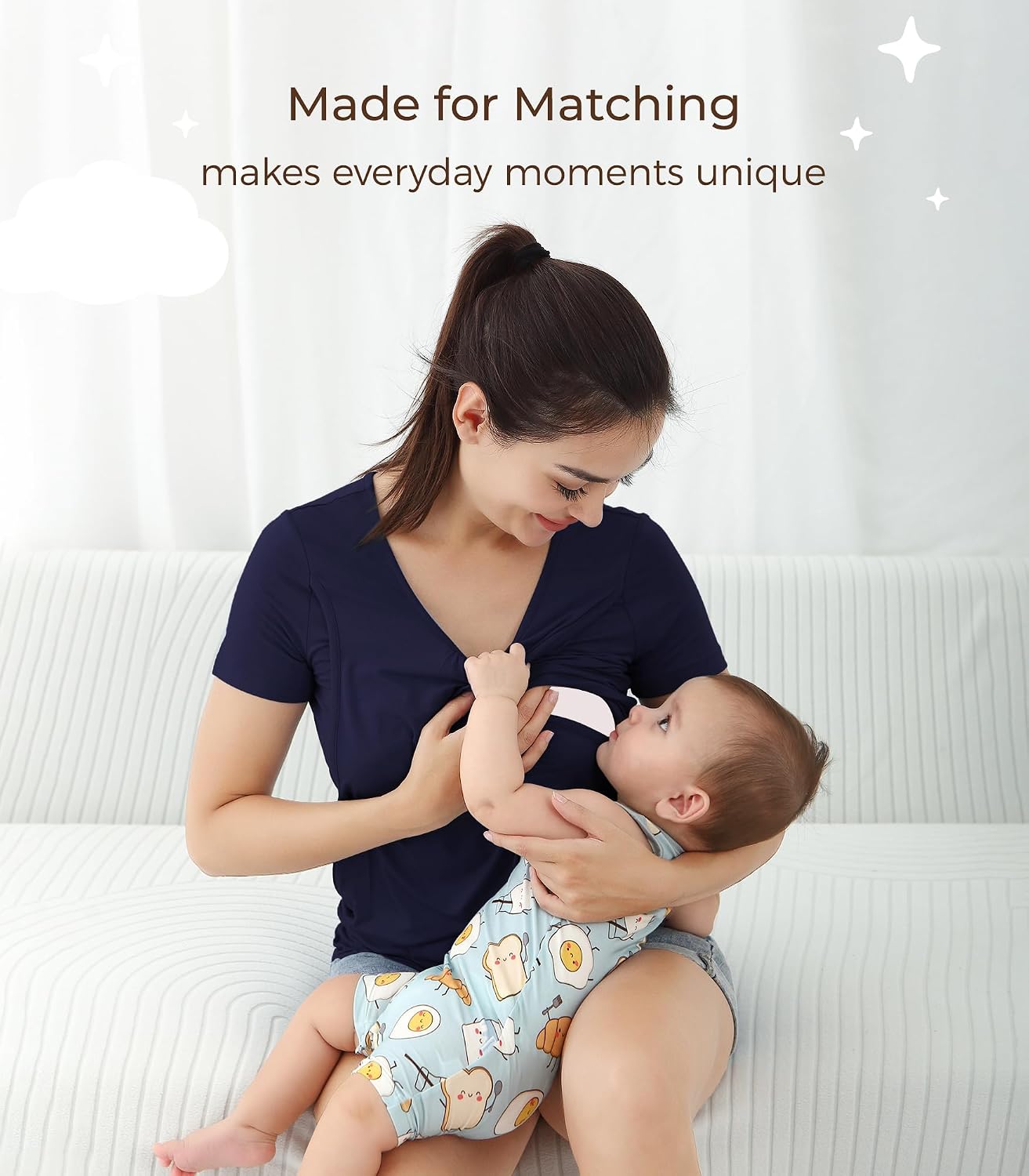 Womens Maternity Nursing Shirt Bamboo Viscose Pregnancy Tee Soft Tops Breastfeeding Pajama Loungewear